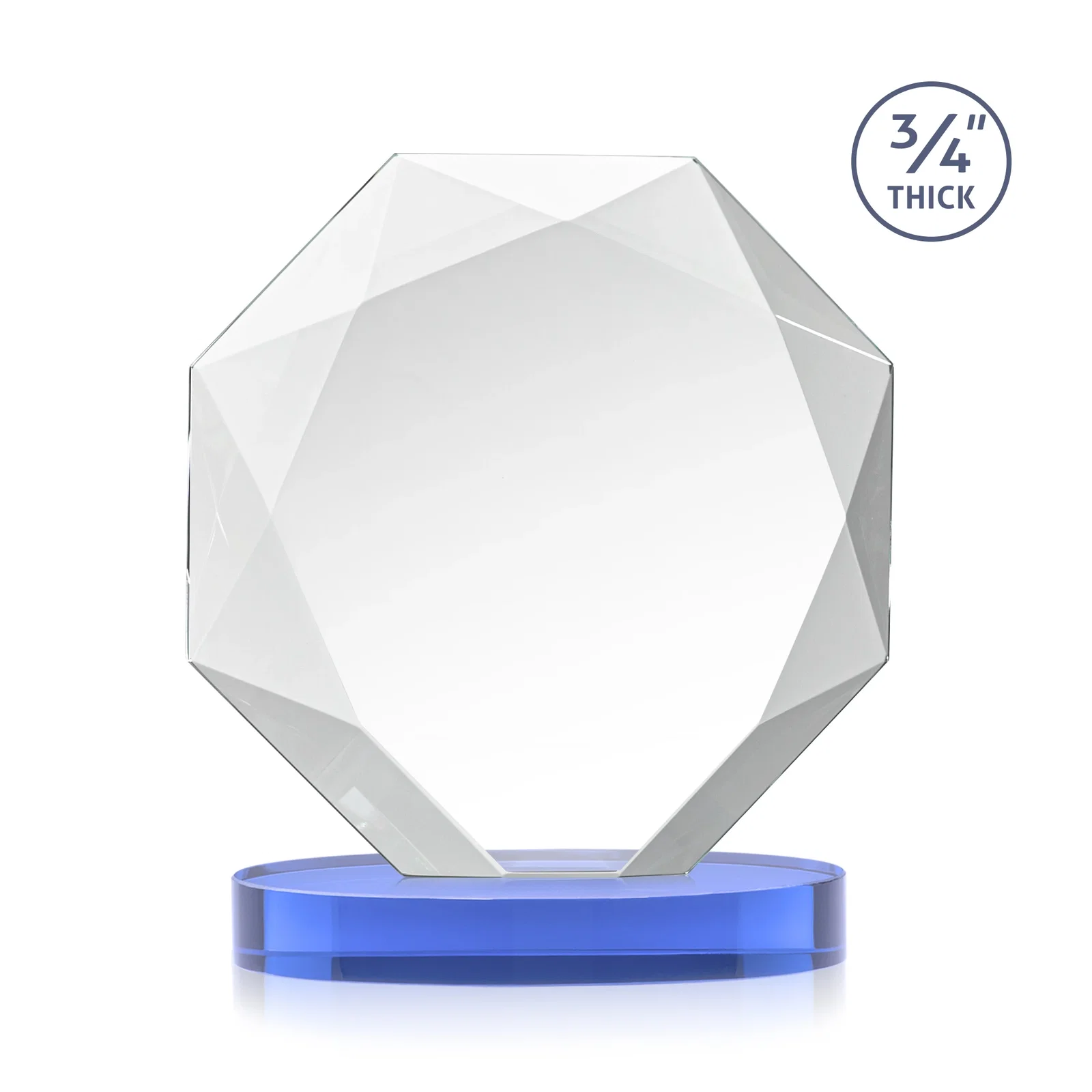 Custom Starfire Crystal Octagon Award with Diamond Bevel Pattern, with your logo for company anniversary events