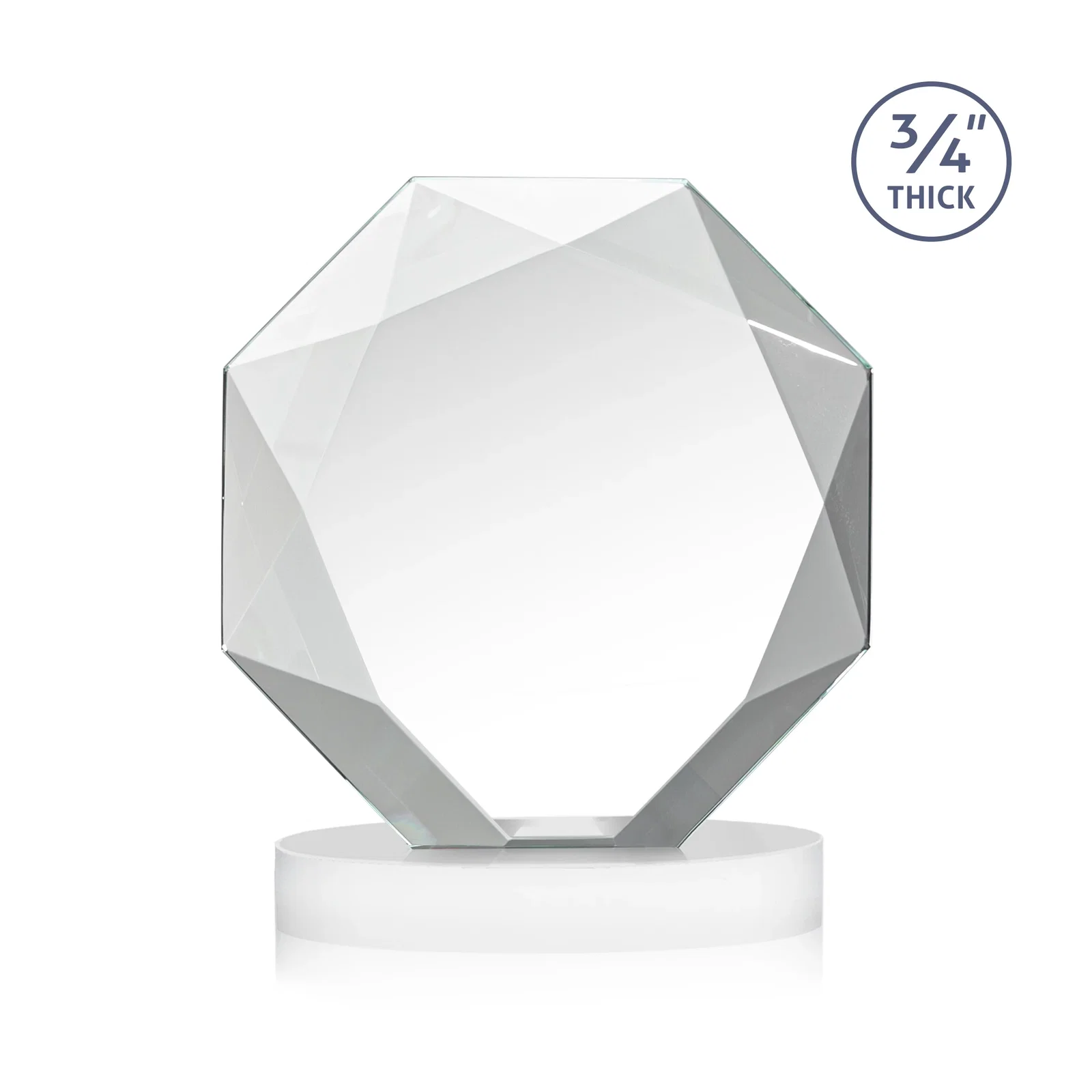 Personalized Starfire Crystal Octagon Award with Diamond Bevel Pattern, with your logo for corporate award ceremonies