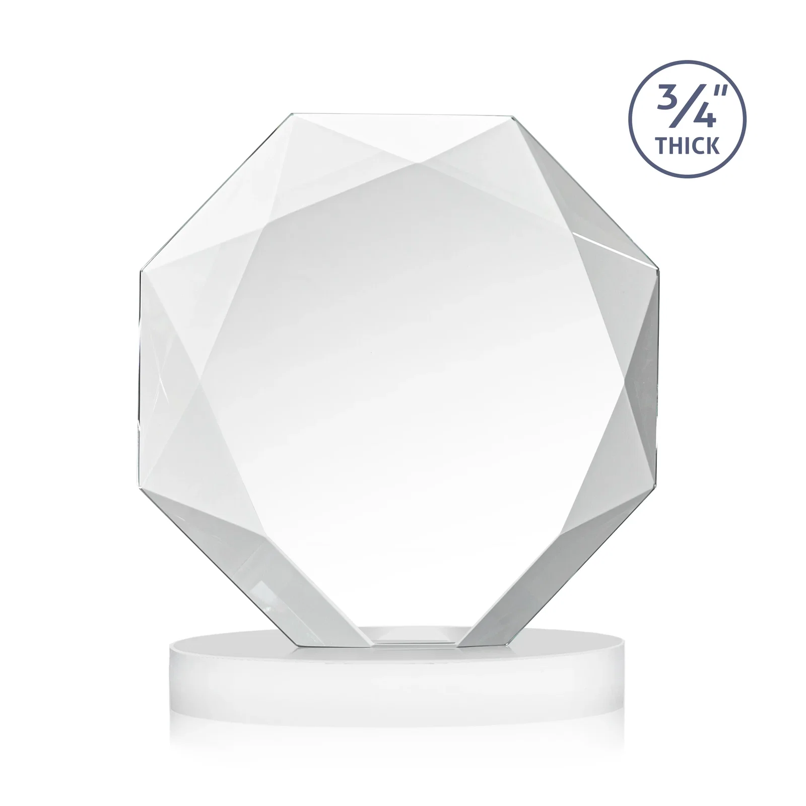 Personalized Starfire Crystal Octagon Award with Diamond Bevel Pattern, with your logo for service anniversary gifts