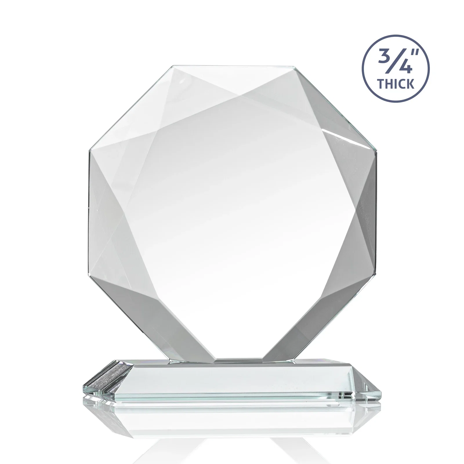 Personalized Starfire Crystal Octagon Award With Recessed Diamond-Pattern Bevels, with your logo for team milestone celebrations