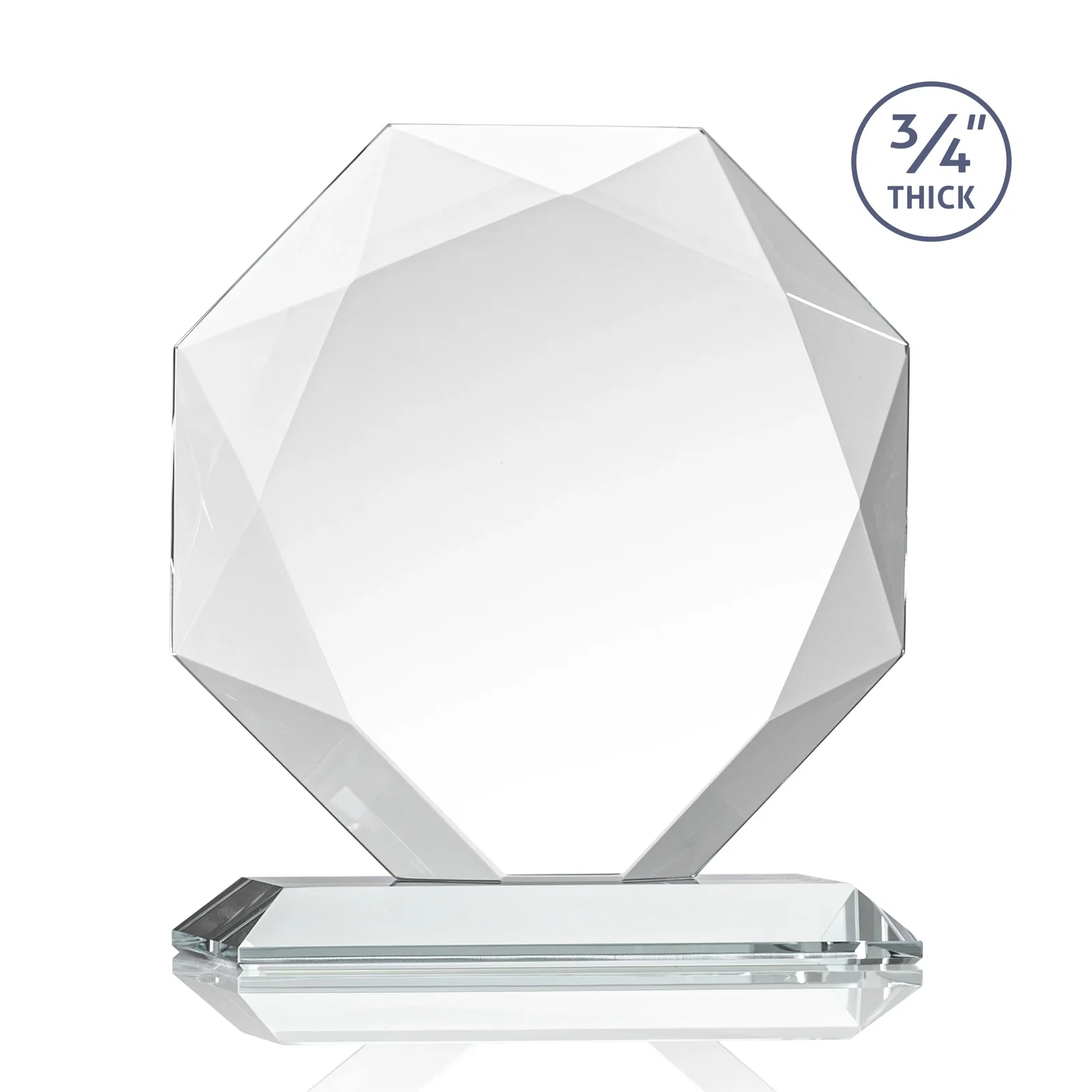 Personalized Starfire Crystal Octagon Award With Recessed Diamond-Pattern Bevels, with your logo for donor appreciation
