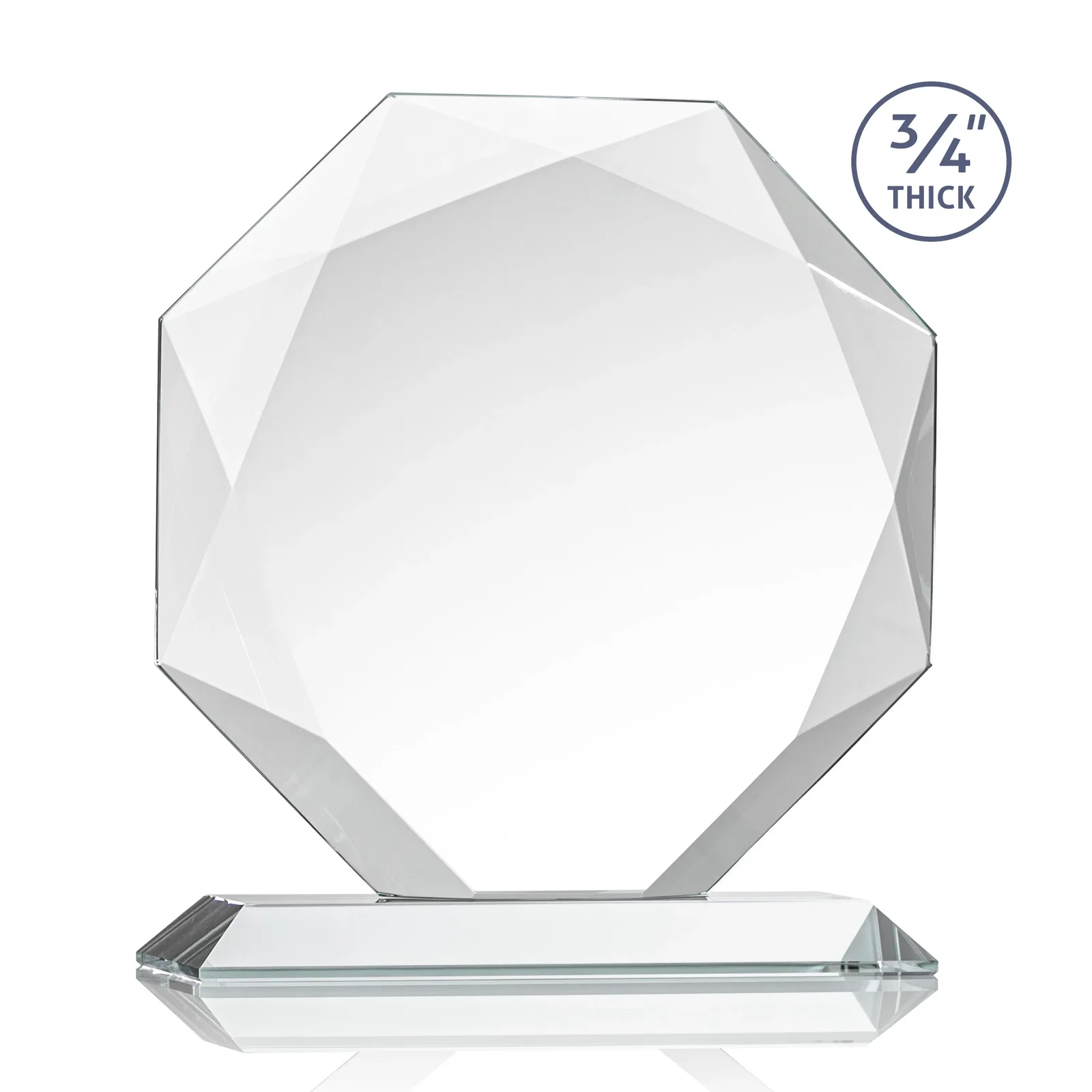 Personalized Starfire Crystal Octagon Award With Recessed Diamond-Pattern Bevels, with your logo for graduation ceremonies