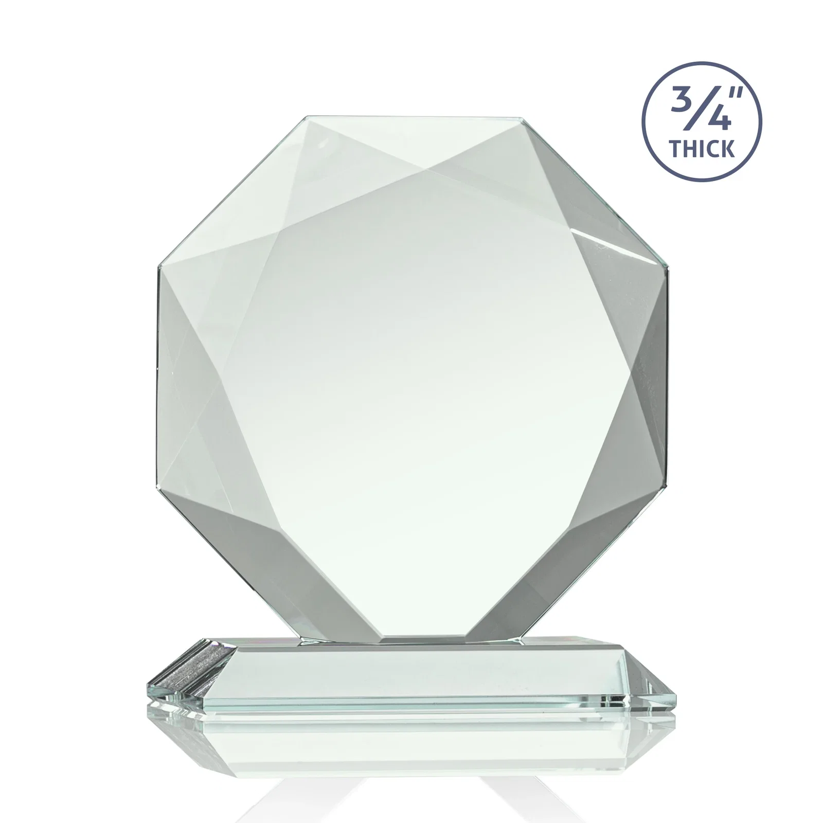 Personalized Starfire Crystal Octagon Award With Recessed Diamond-Pattern Bevels, with your logo for safety achievement programs