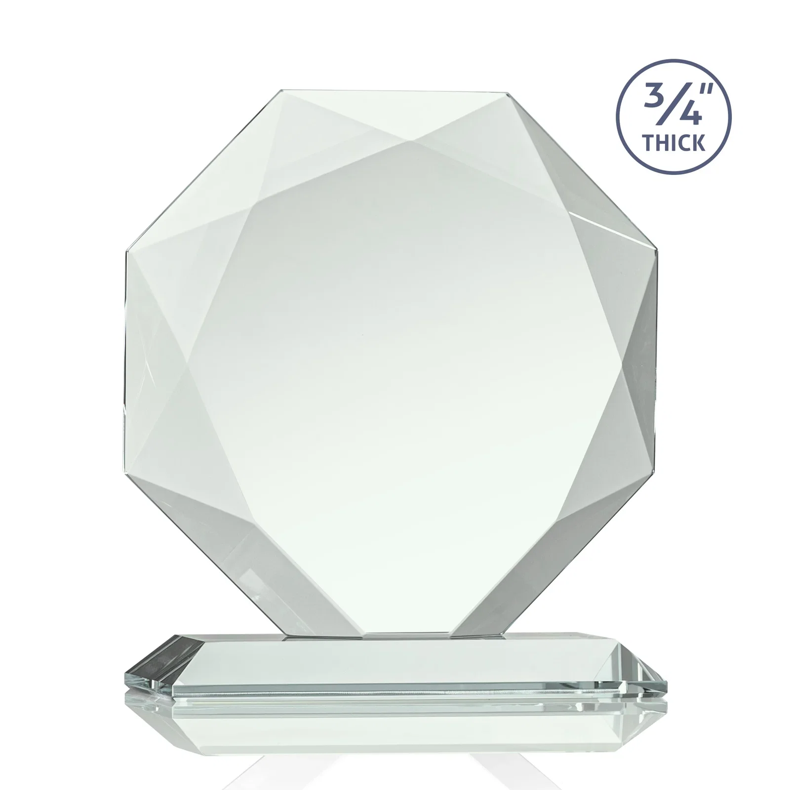 Personalized Starfire Crystal Octagon Award With Recessed Diamond-Pattern Bevels, with your logo for volunteer appreciation