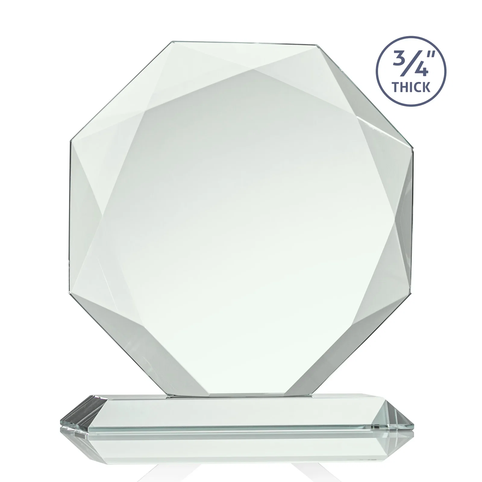 Personalized Starfire Crystal Octagon Award With Recessed Diamond-Pattern Bevels, with your logo for dealer and partner awards