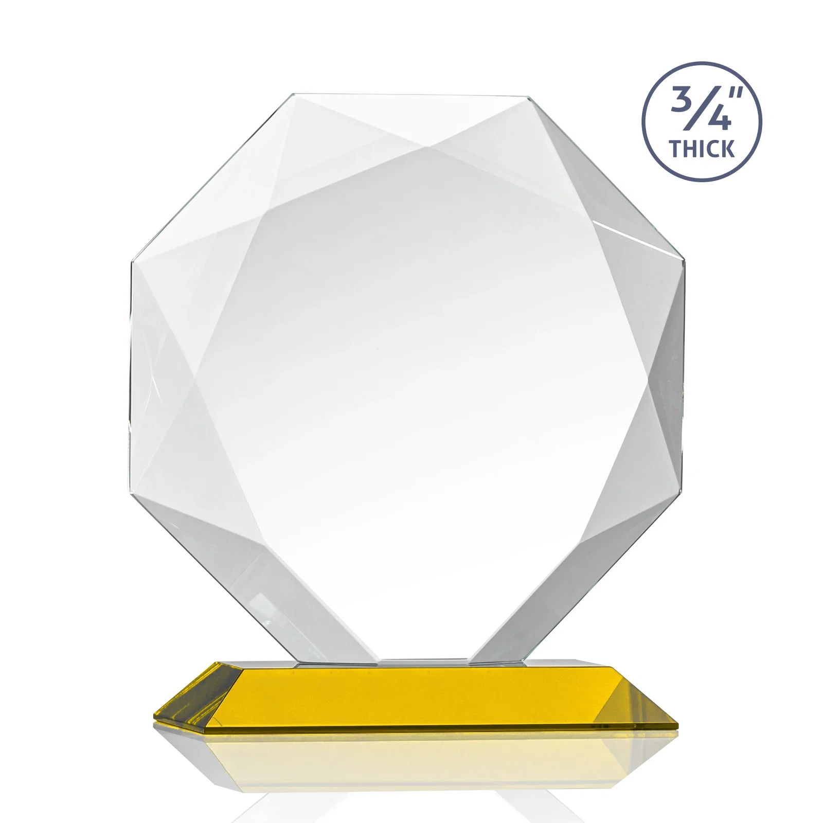 Promotional Starfire Crystal Octagon Award With Recessed Diamond-Pattern Bevels, with your logo for employee recognition
