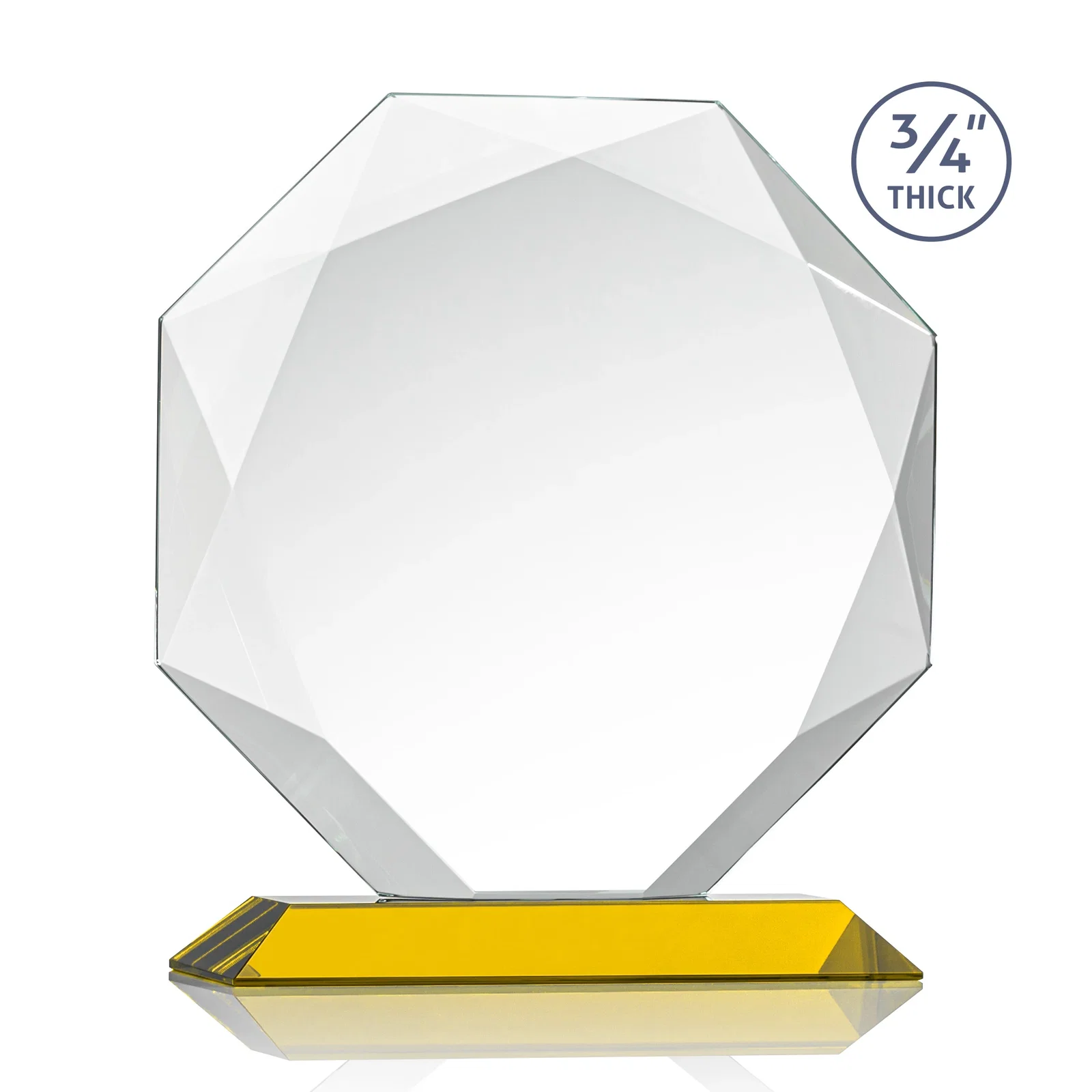 Promotional Starfire Crystal Octagon Award With Recessed Diamond-Pattern Bevels, with your logo for corporate award ceremonies