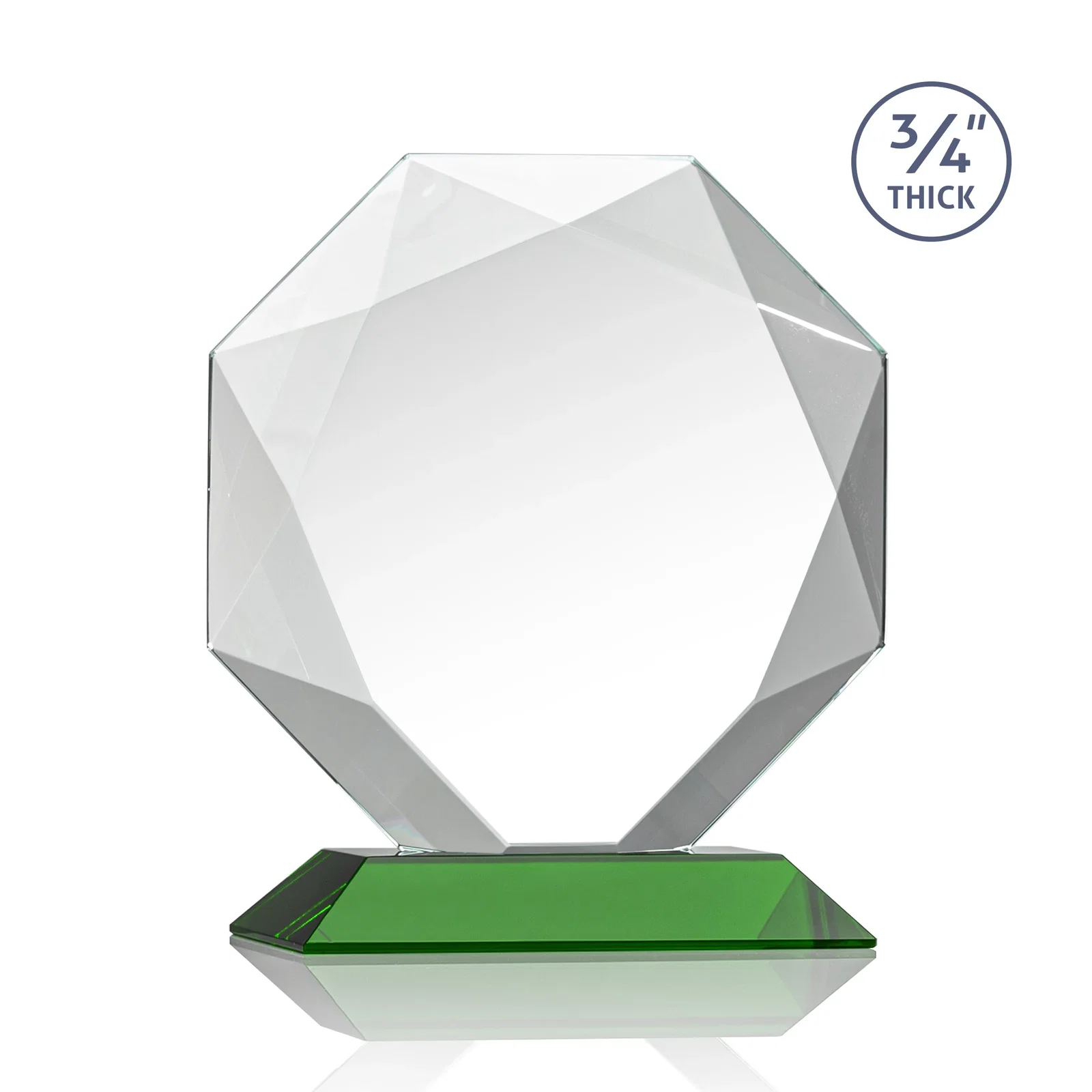 Promotional Starfire Crystal Octagon Award With Recessed Diamond-Pattern Bevels, with your logo for service anniversary gifts