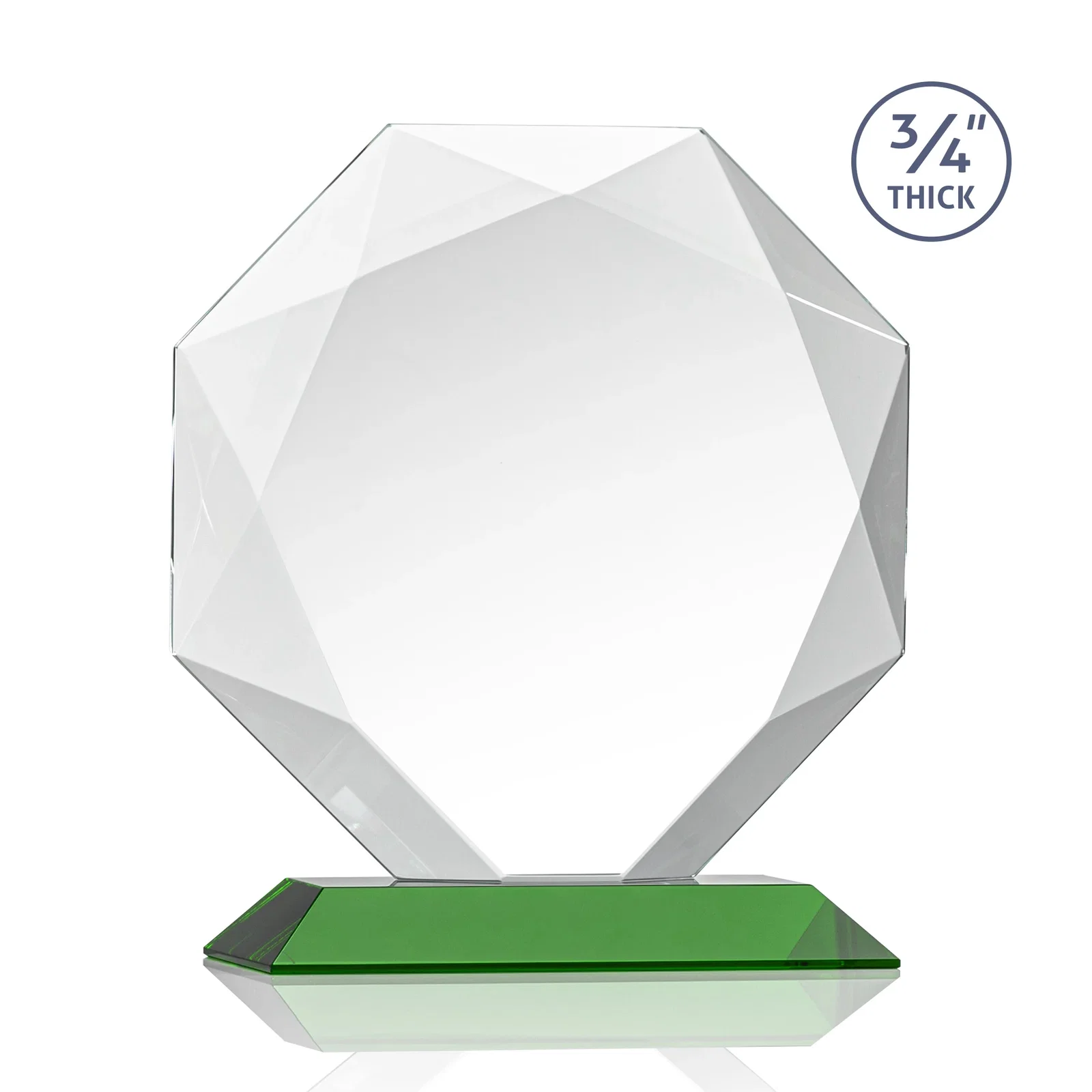 Promotional Starfire Crystal Octagon Award With Recessed Diamond-Pattern Bevels, with your logo for sales achievement awards