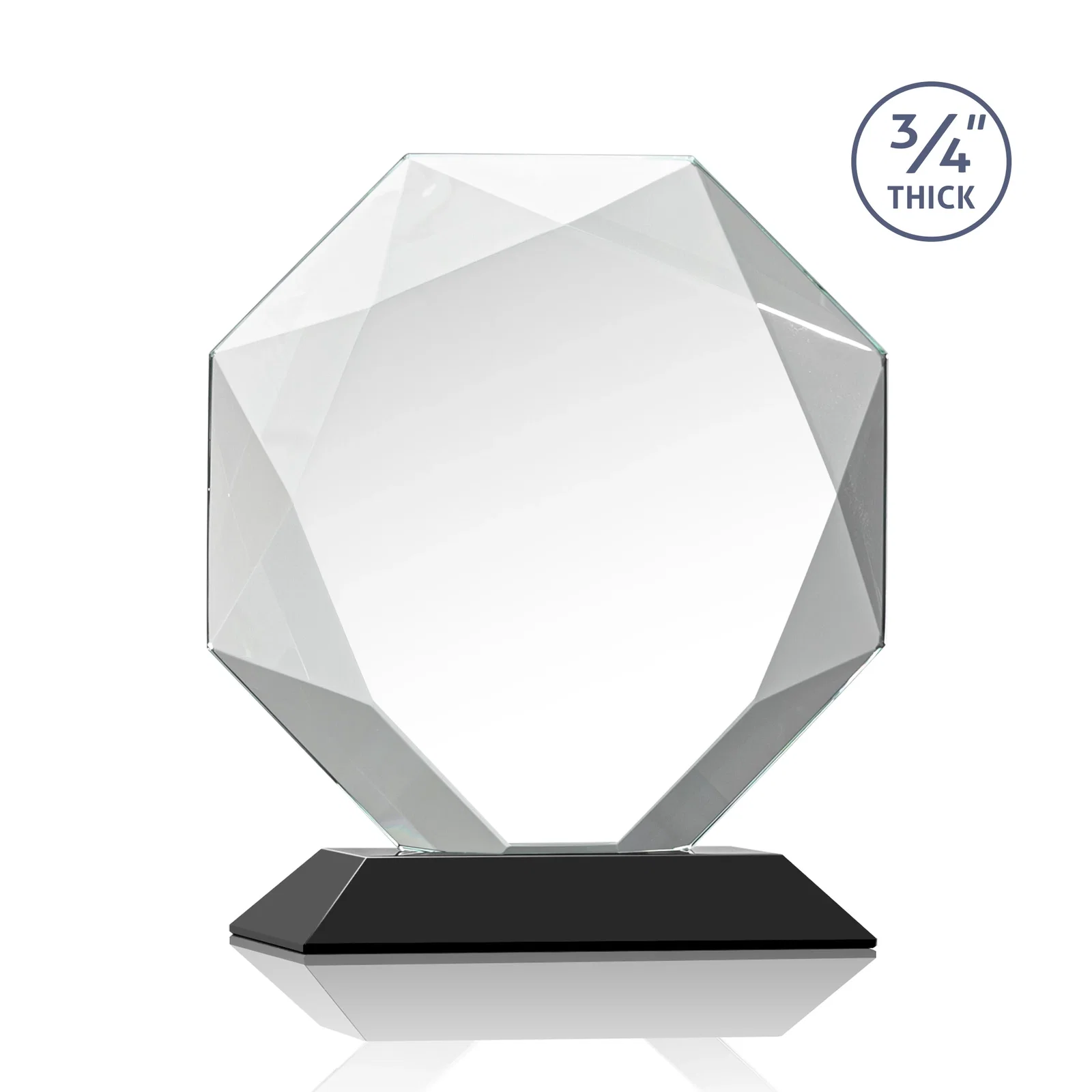Promotional Starfire Crystal Octagon Award With Recessed Diamond-Pattern Bevels, with your logo for team milestone celebrations