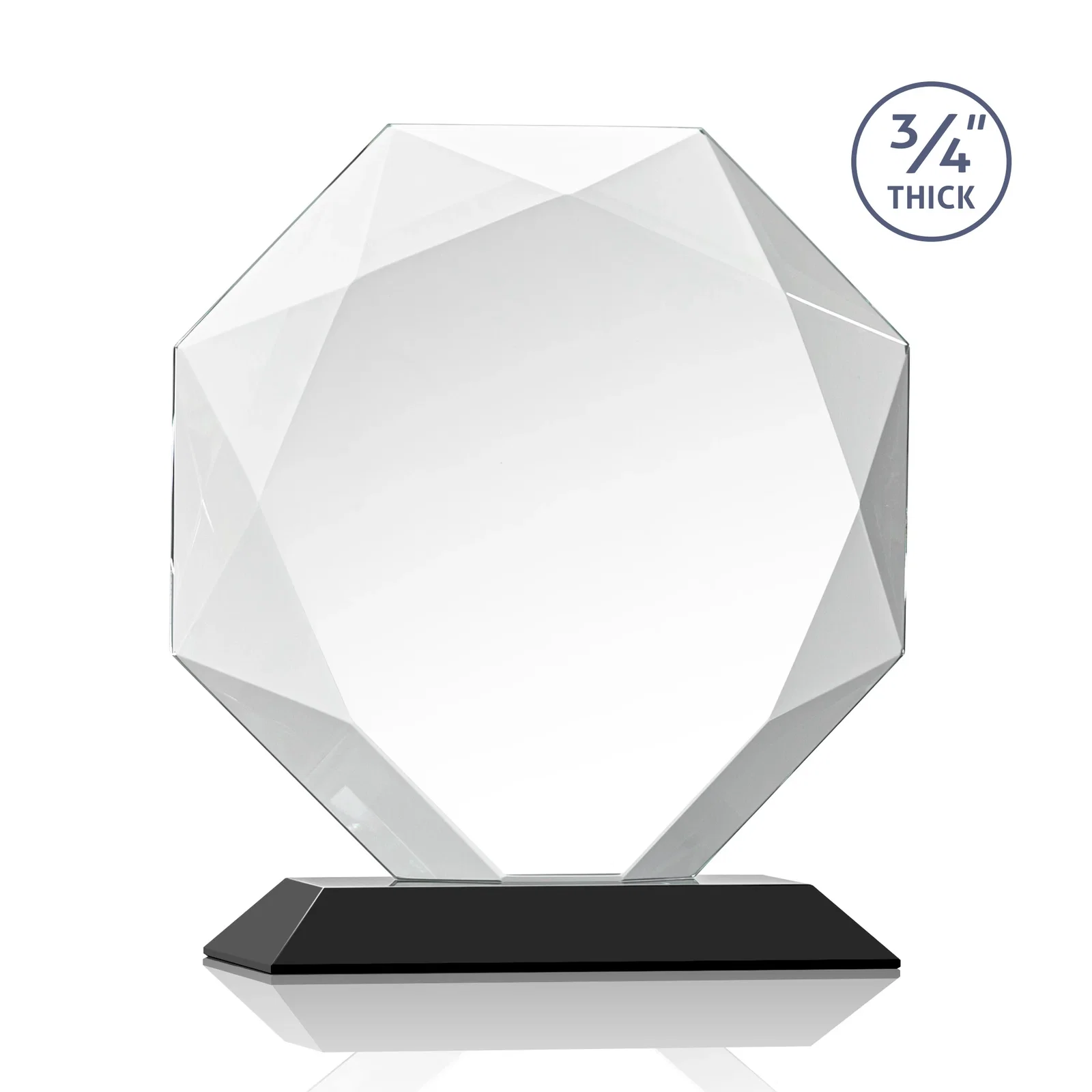 Promotional Starfire Crystal Octagon Award With Recessed Diamond-Pattern Bevels, with your logo for donor appreciation