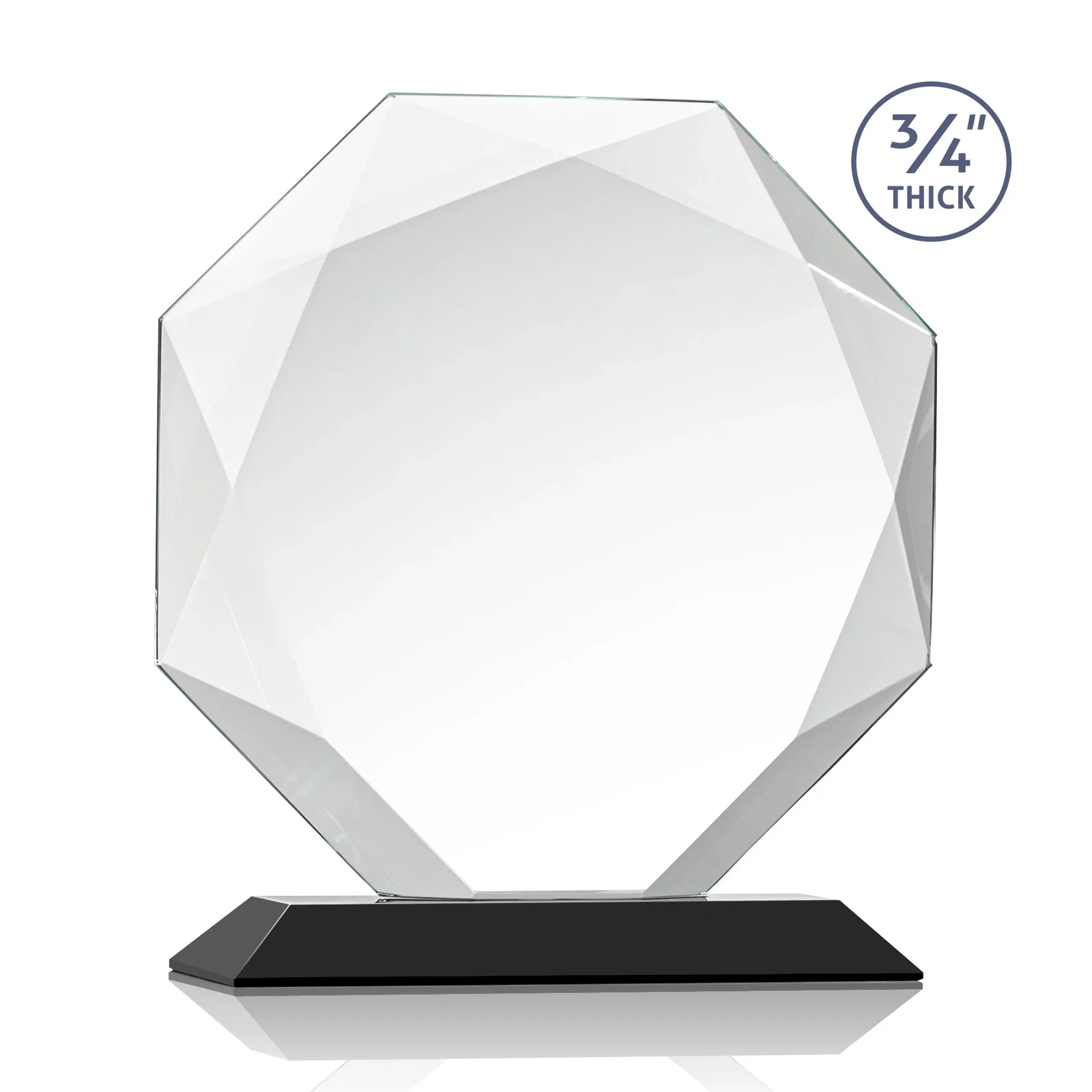 Promotional Starfire Crystal Octagon Award With Recessed Diamond-Pattern Bevels, with your logo for graduation ceremonies