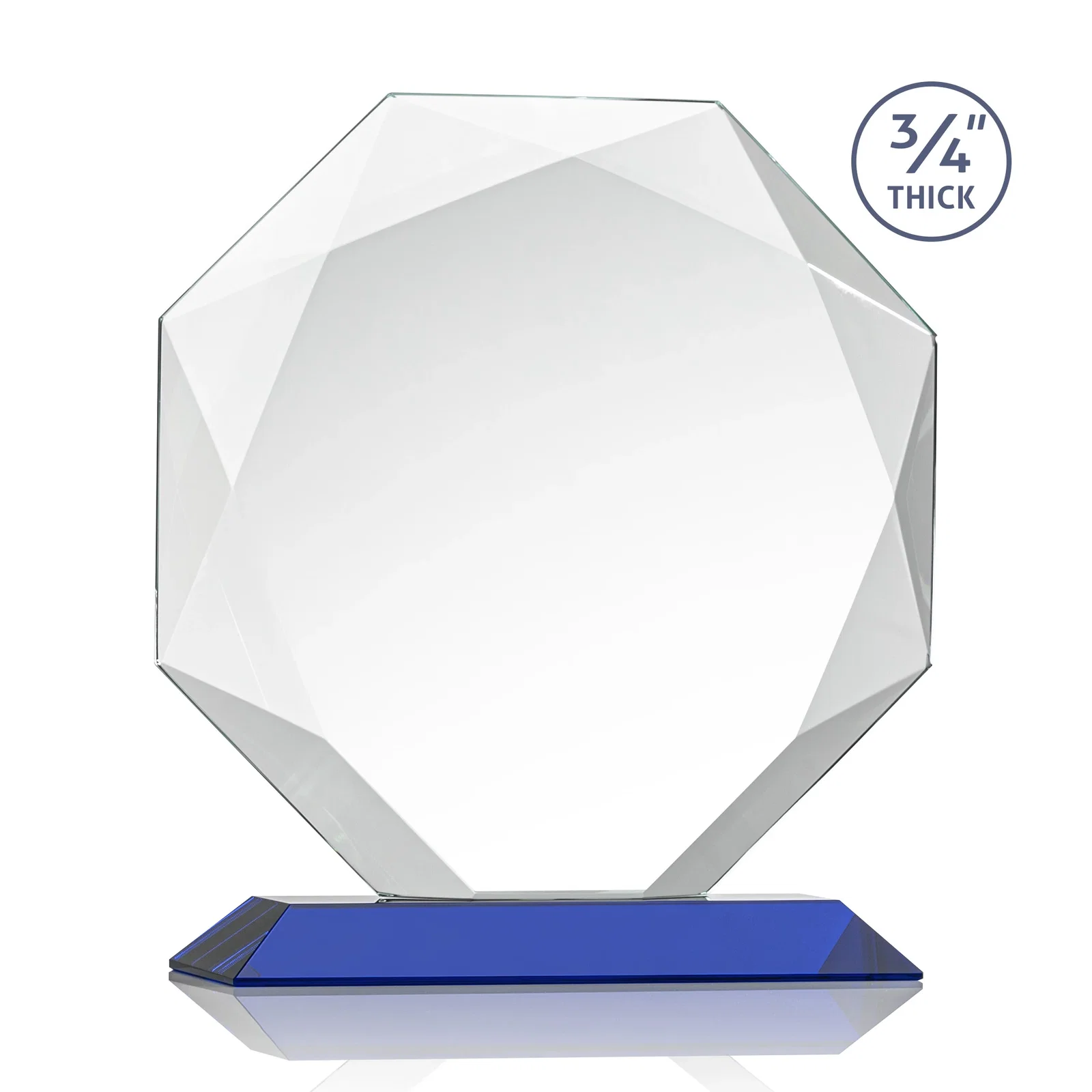 Promotional Starfire Crystal Octagon Award With Recessed Diamond-Pattern Bevels, with your logo for dealer and partner awards
