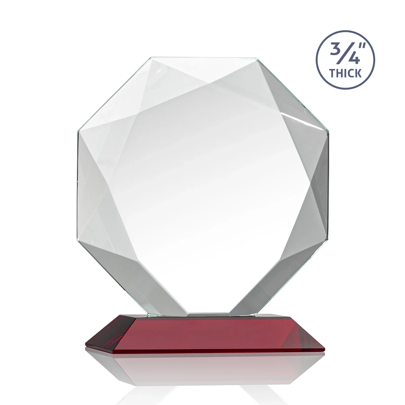 Promotional Starfire Crystal Octagon Award With Recessed Diamond-Pattern Bevels, with your logo for company anniversary events