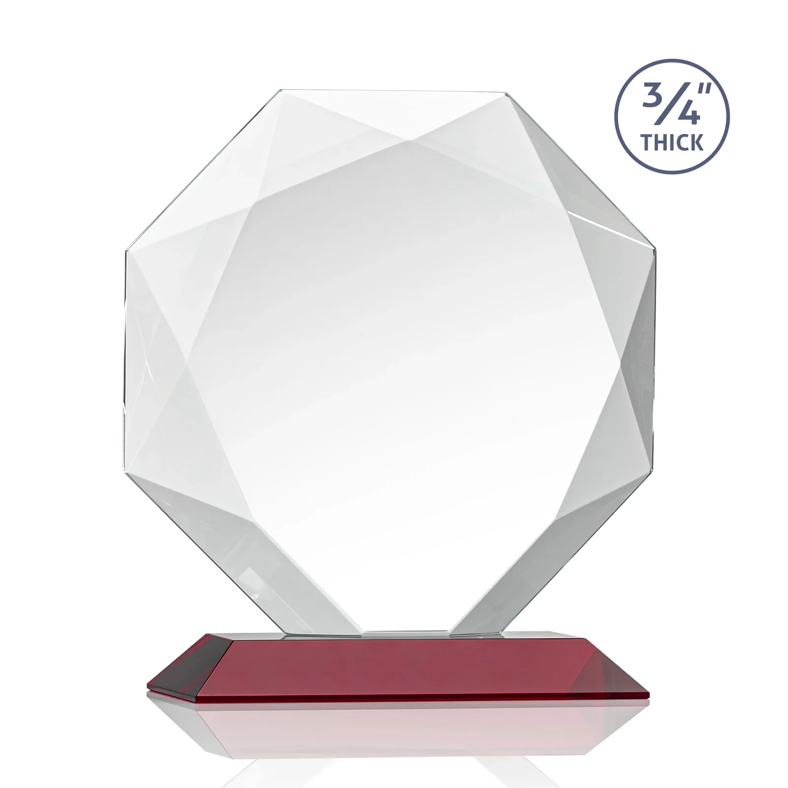 Branded Starfire Crystal Octagon Award With Recessed Diamond-Pattern Bevels, with your logo for employee recognition