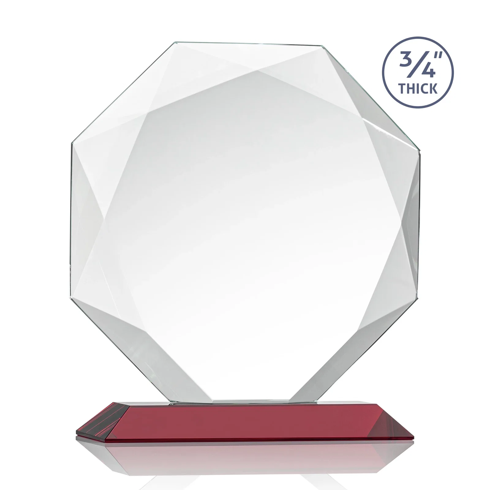 Branded Starfire Crystal Octagon Award With Recessed Diamond-Pattern Bevels, with your logo for corporate award ceremonies