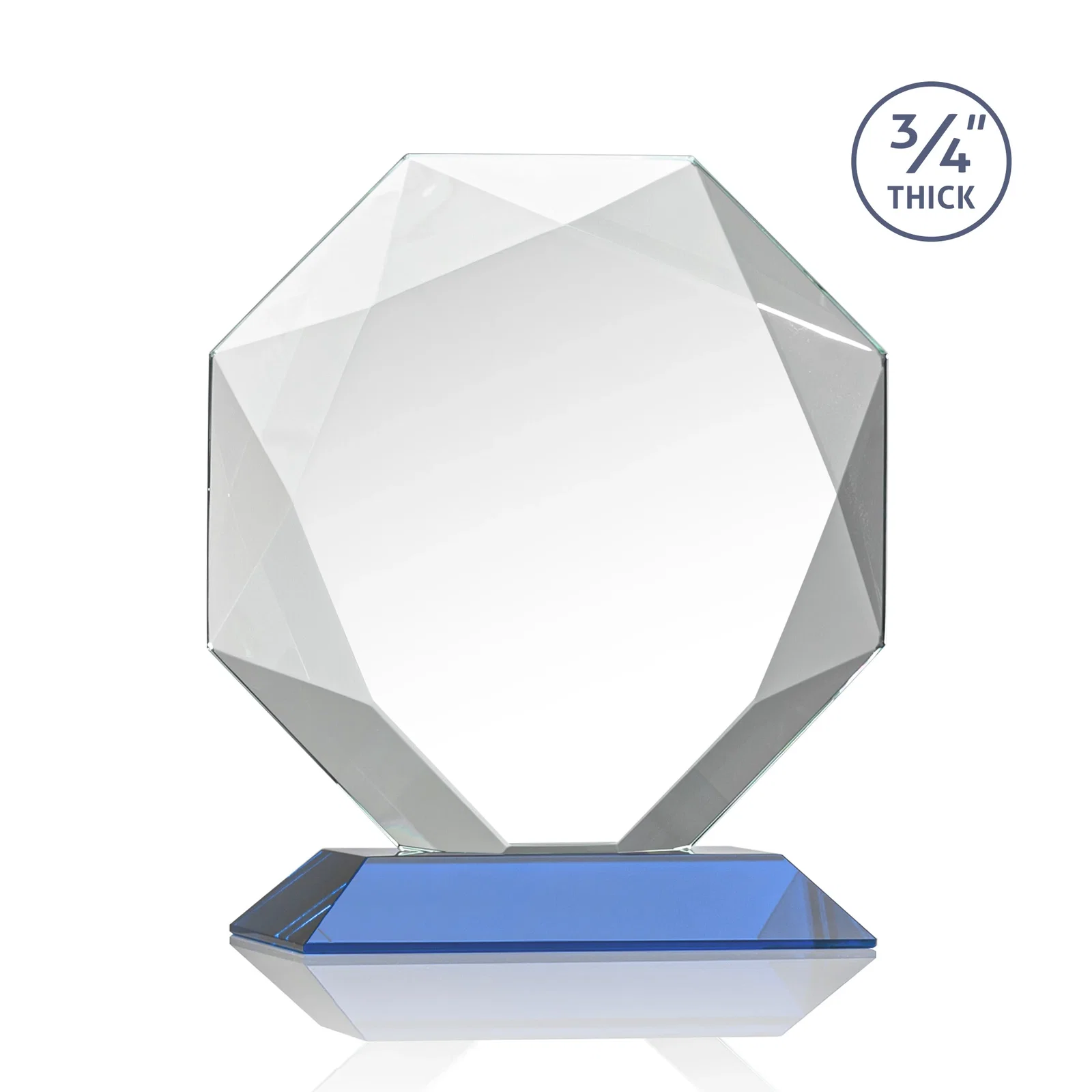Branded Starfire Crystal Octagon Award With Recessed Diamond-Pattern Bevels, with your logo for service anniversary gifts