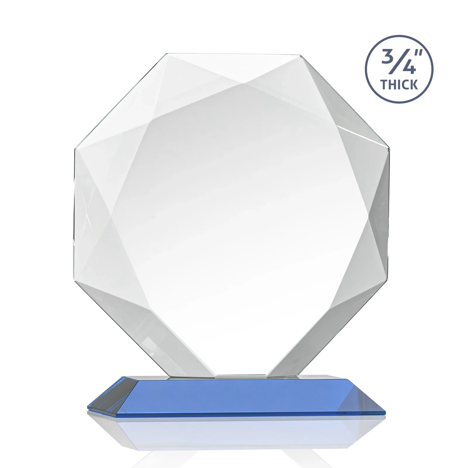 Branded Starfire Crystal Octagon Award With Recessed Diamond-Pattern Bevels, with your logo for sales achievement awards