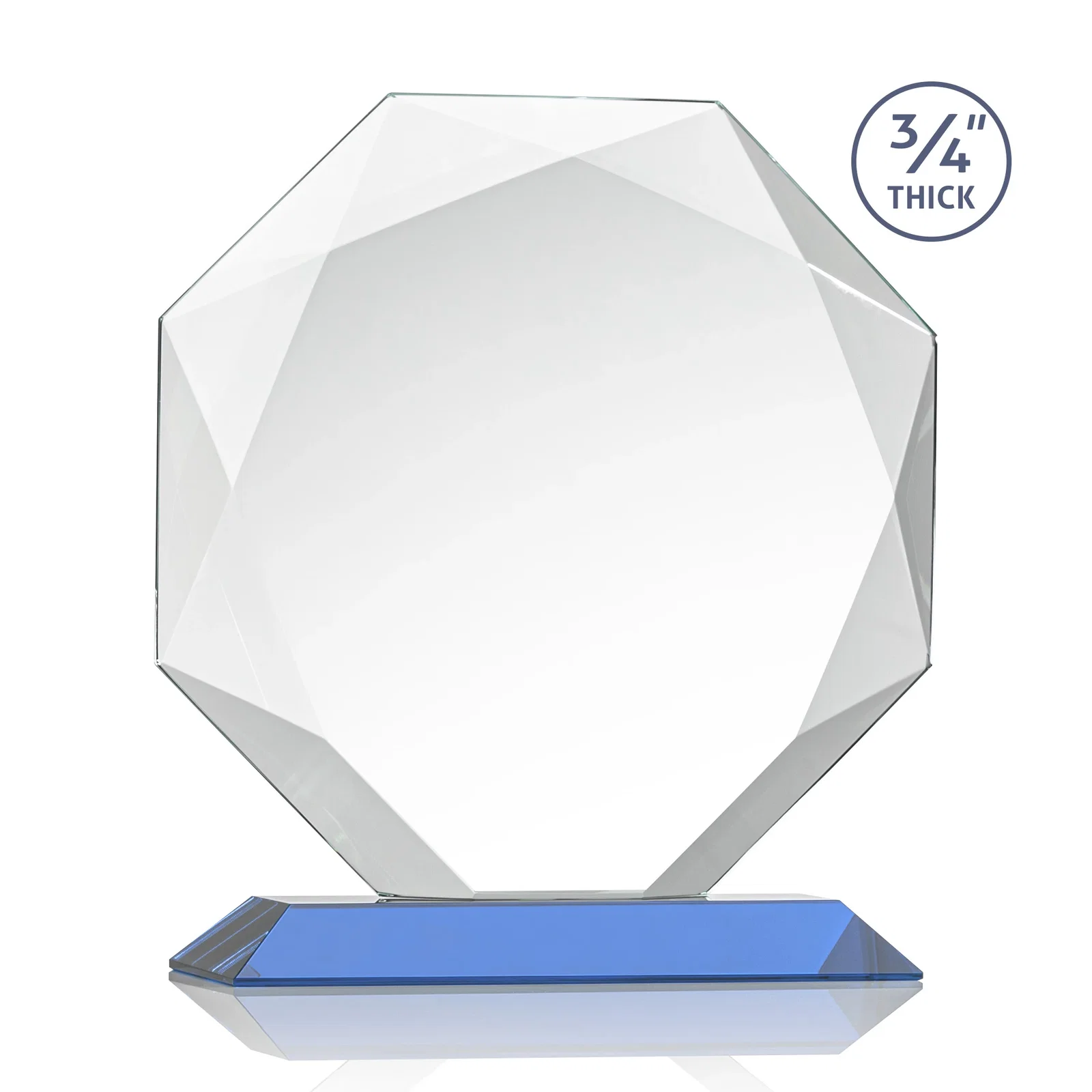 Branded Starfire Crystal Octagon Award With Recessed Diamond-Pattern Bevels, with your logo for retirement presentations