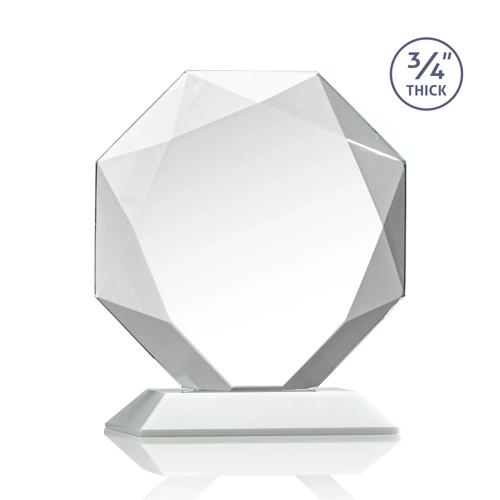 Branded Starfire Crystal Octagon Award With Recessed Diamond-Pattern Bevels, with your logo for team milestone celebrations