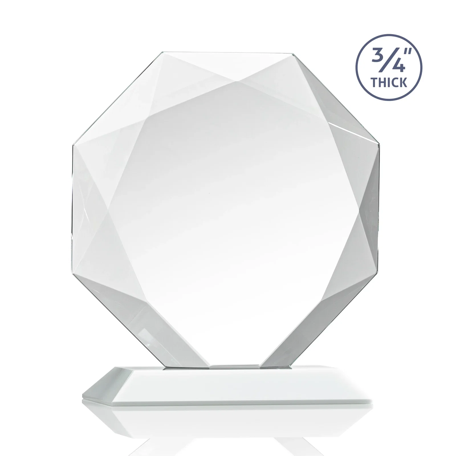 Branded Starfire Crystal Octagon Award With Recessed Diamond-Pattern Bevels, with your logo for donor appreciation
