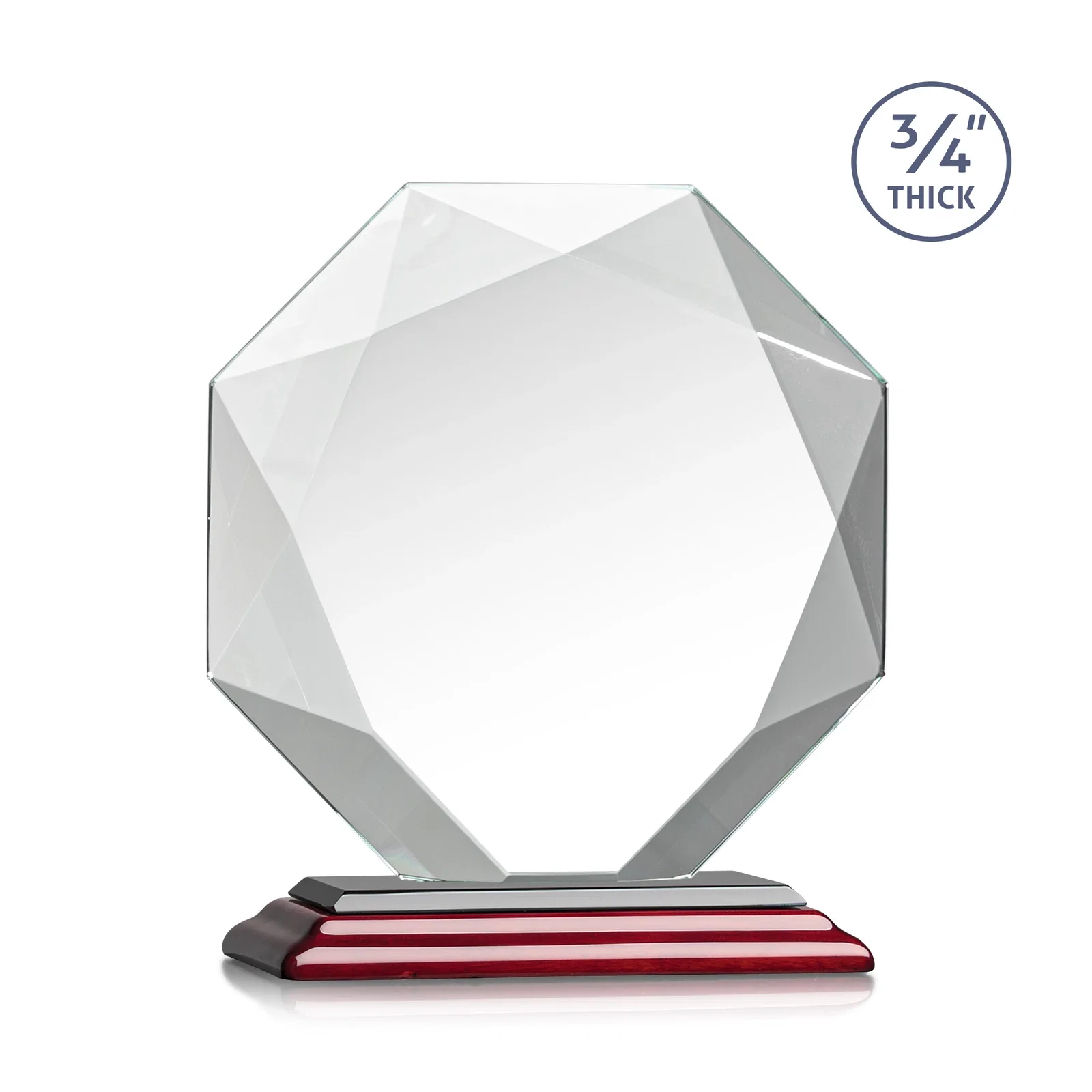 Branded Starfire Crystal Octagon Award With Recessed Diamond-Pattern Bevels, with your logo for safety achievement programs