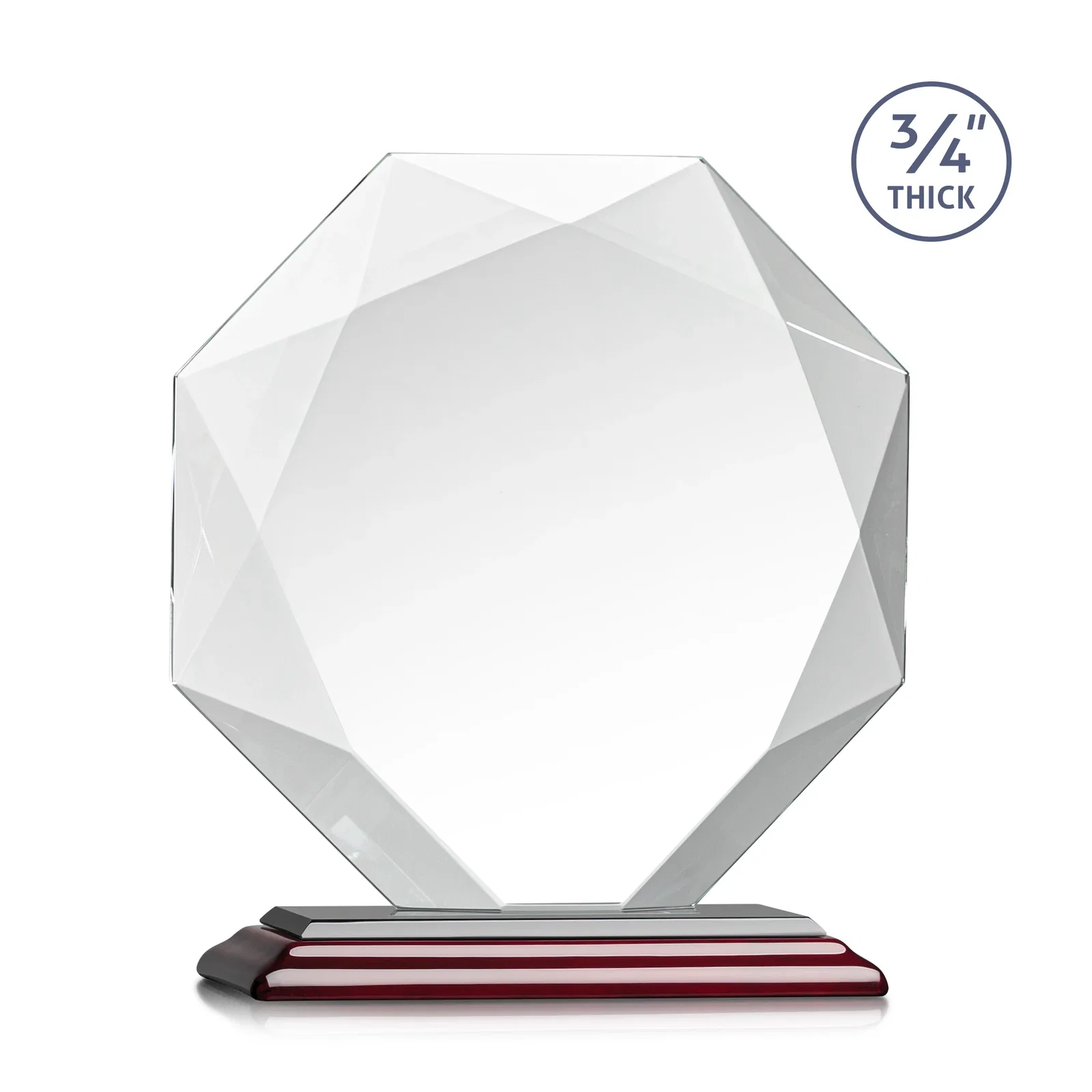 Branded Starfire Crystal Octagon Award With Recessed Diamond-Pattern Bevels, with your logo for volunteer appreciation