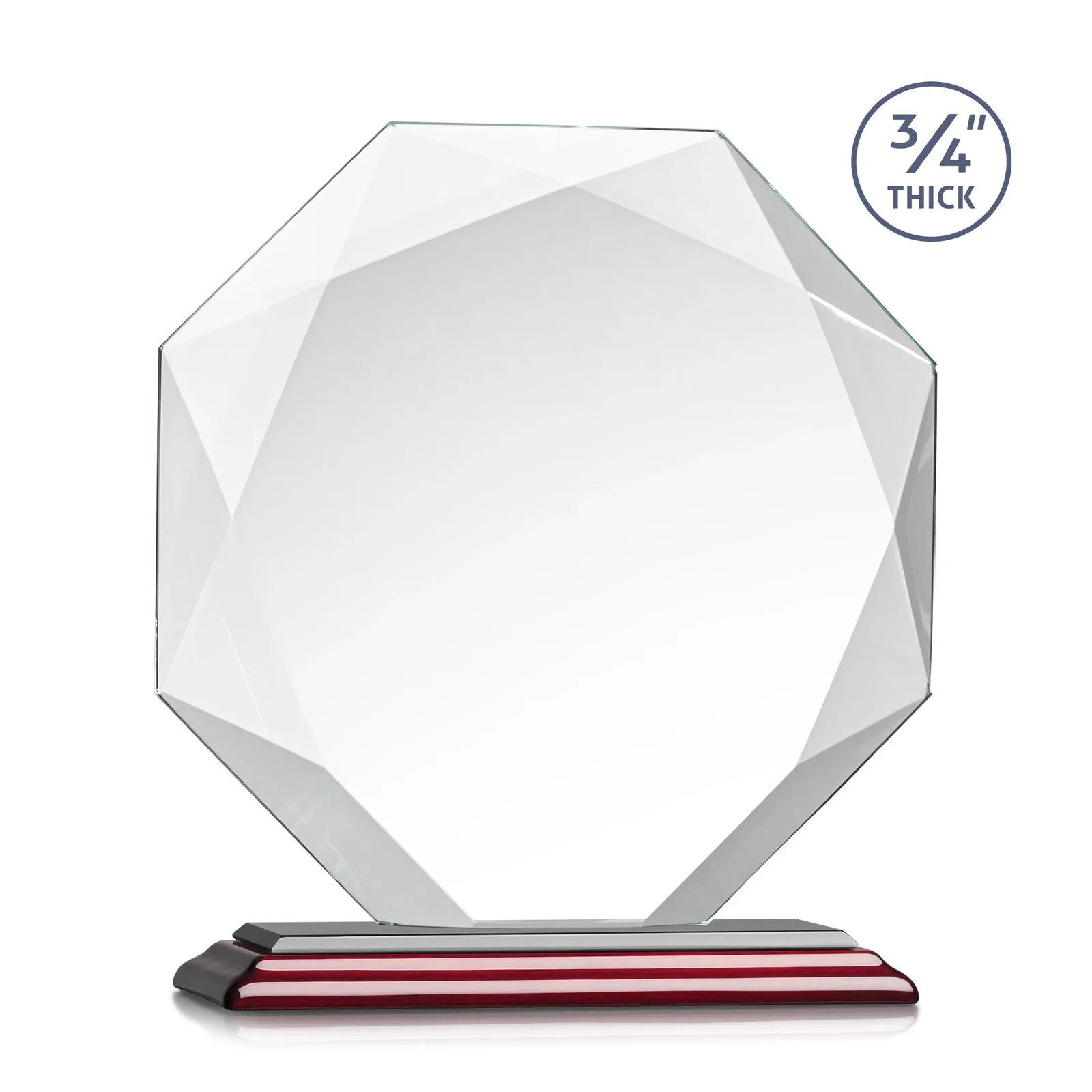 Branded Starfire Crystal Octagon Award With Recessed Diamond-Pattern Bevels, with your logo for dealer and partner awards