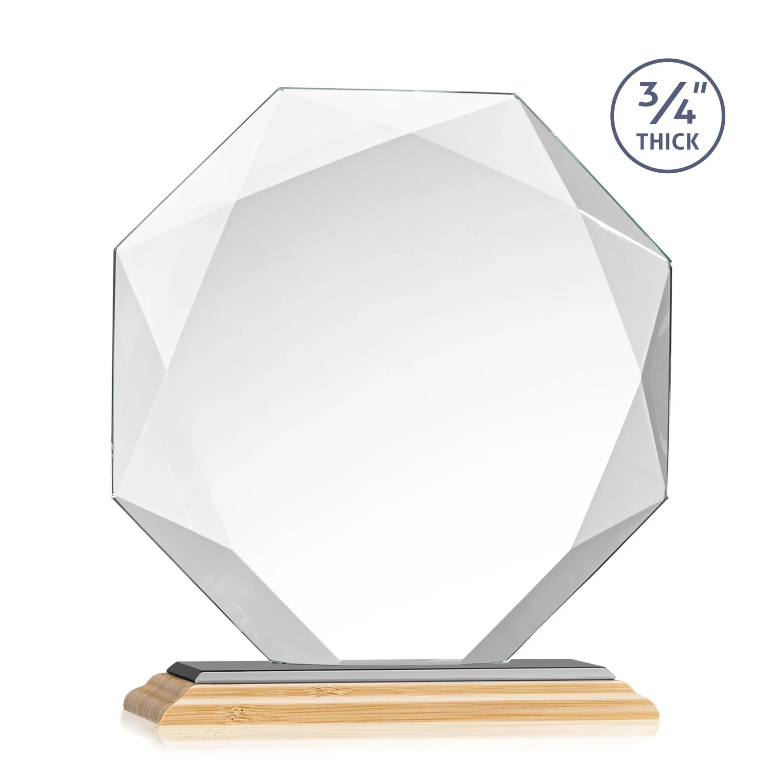 Custom printed Starfire Crystal Octagon Award With Recessed Diamond-Pattern Bevels, with your logo for corporate award ceremonies