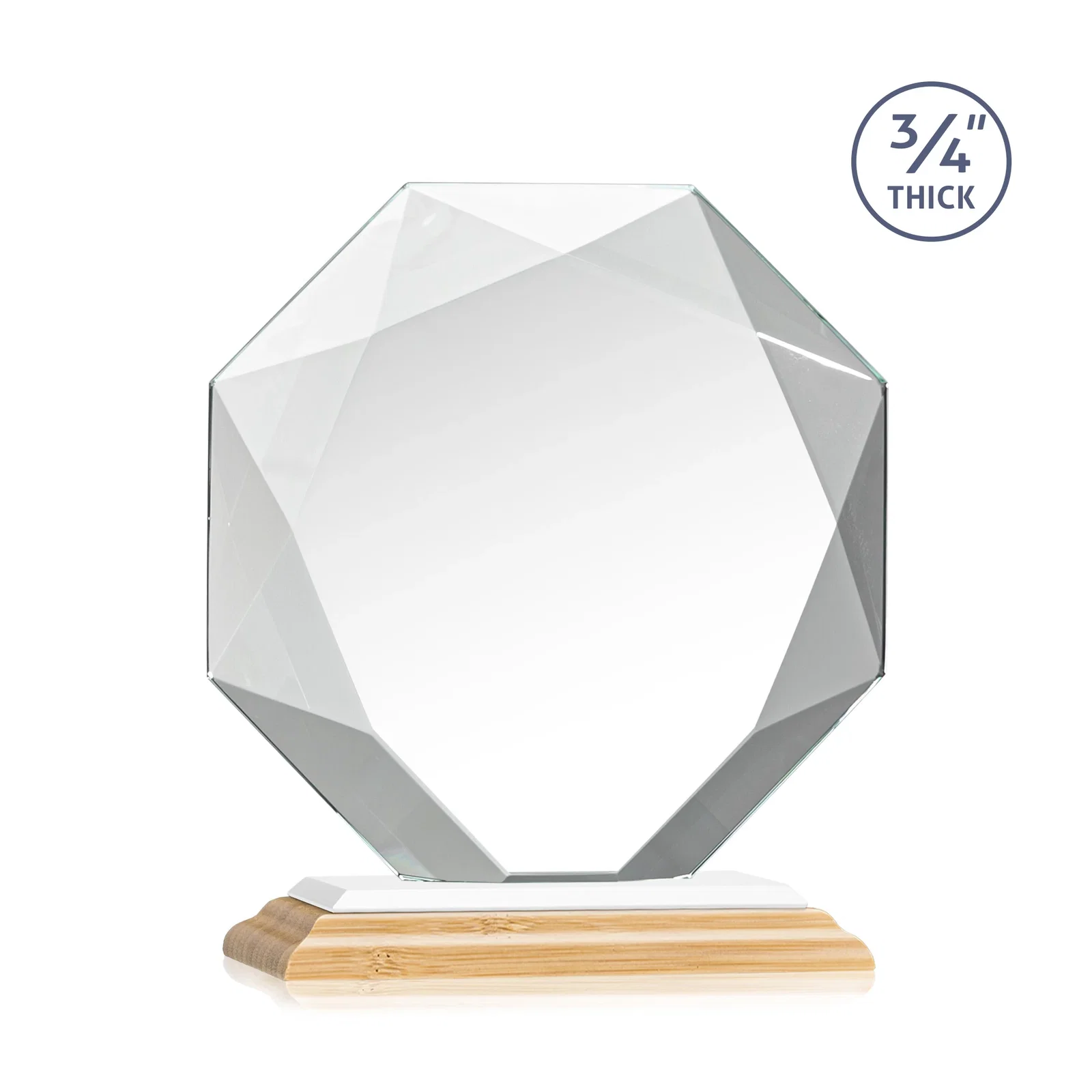 Custom printed Starfire Crystal Octagon Award With Recessed Diamond-Pattern Bevels, with your logo for service anniversary gifts