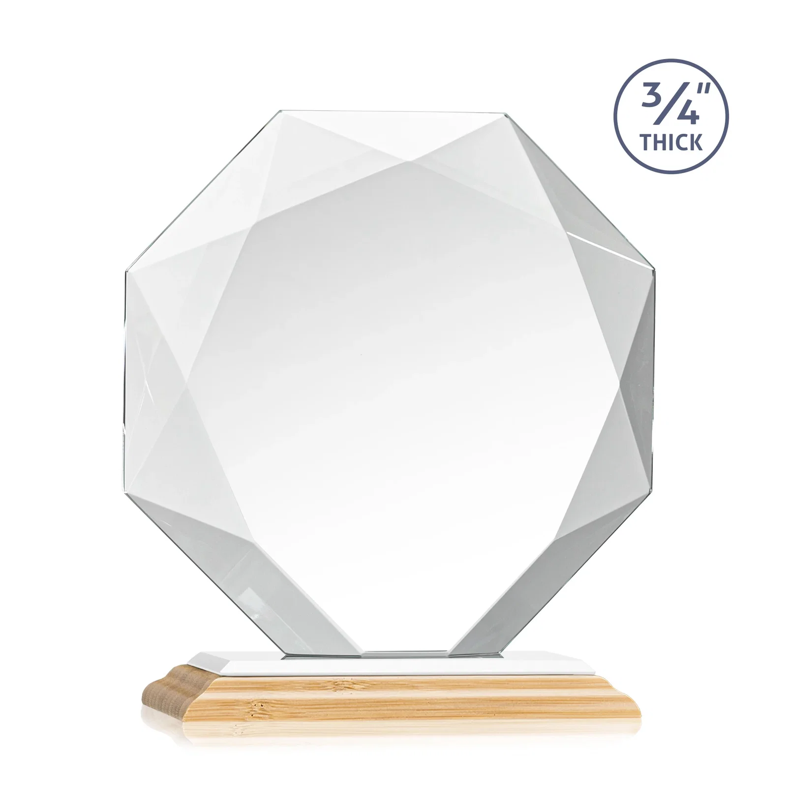 Custom printed Starfire Crystal Octagon Award With Recessed Diamond-Pattern Bevels, with your logo for sales achievement awards