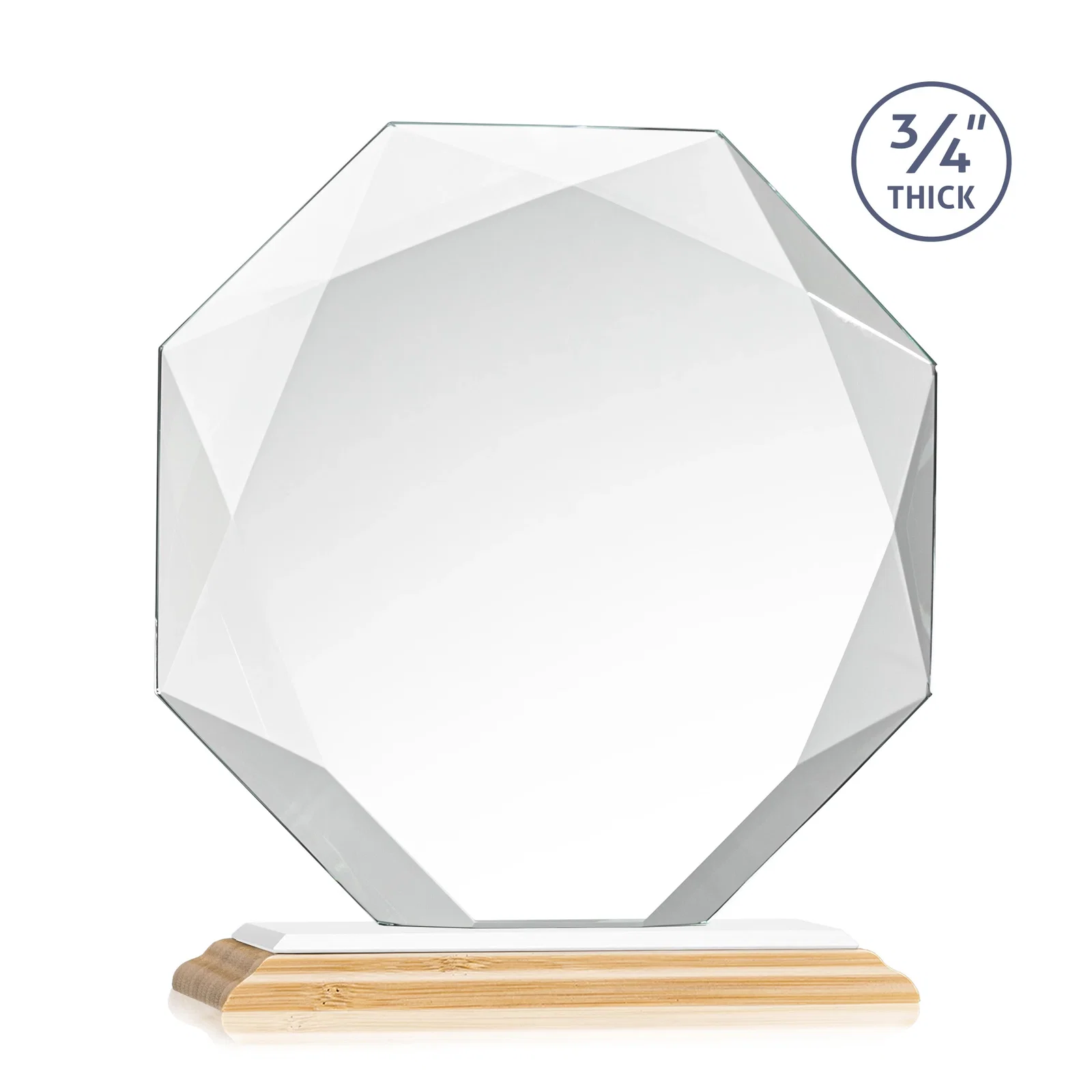 Custom printed Starfire Crystal Octagon Award With Recessed Diamond-Pattern Bevels, with your logo for retirement presentations
