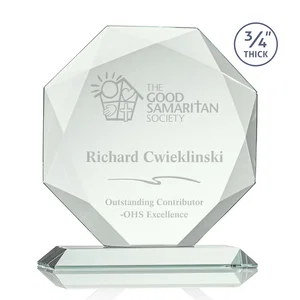 Starfire Crystal Octagon Award With Recessed Diamond-Pattern Bevels
