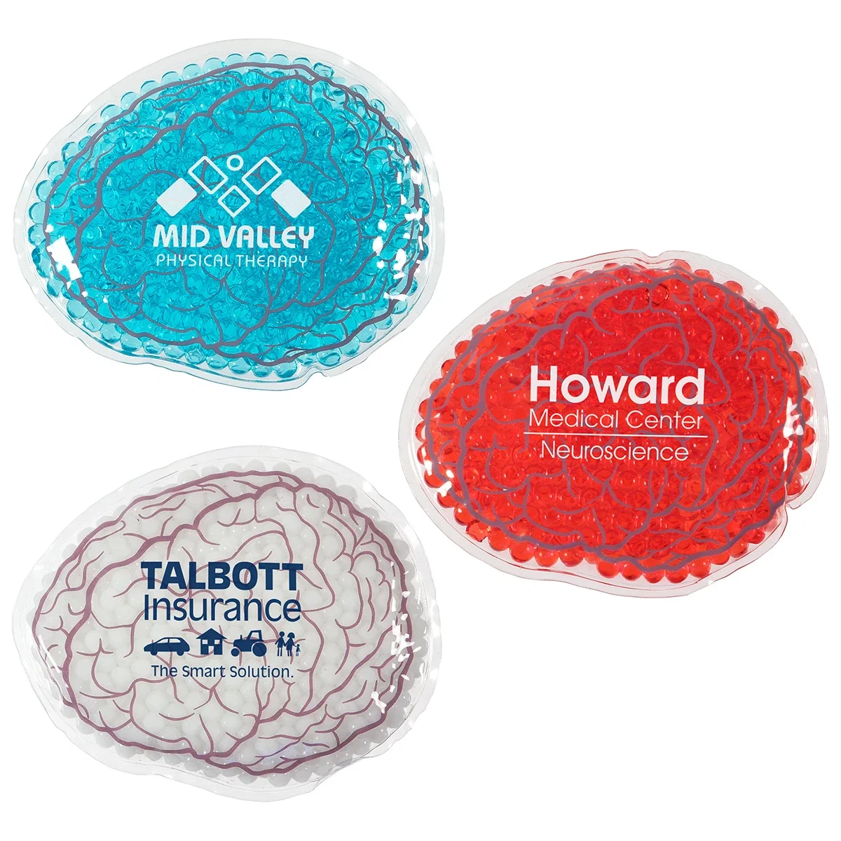 Brain-shaped gel bead hot/cold therapy pack, microwave or freezer safe
