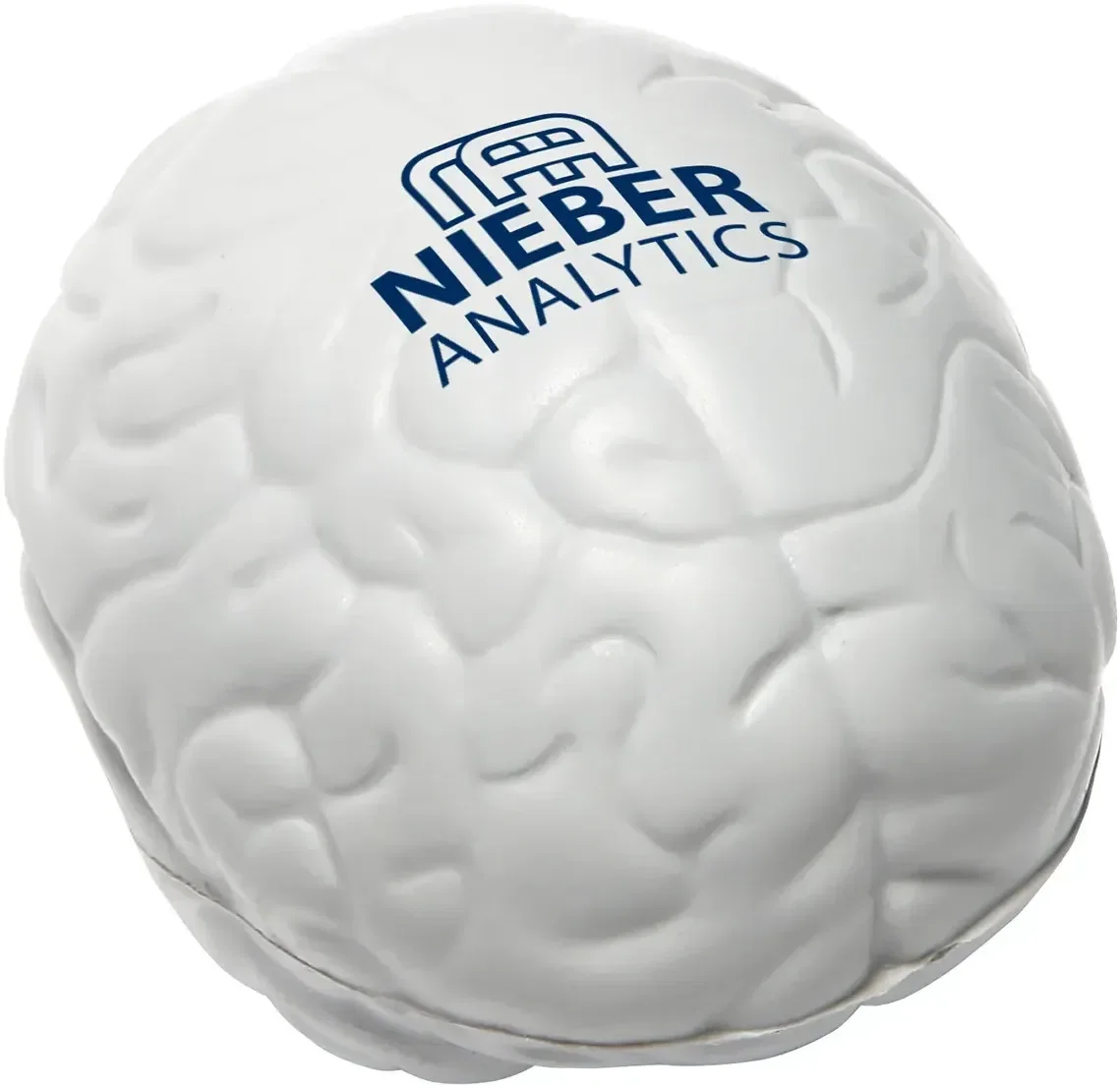 Branded Slo-Release Serenity Squishy squeeze toy, alternate side view with printed logo