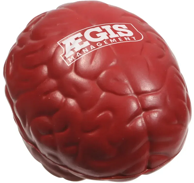 Custom logo brain stress reliever, top view of the promotional foam giveaway