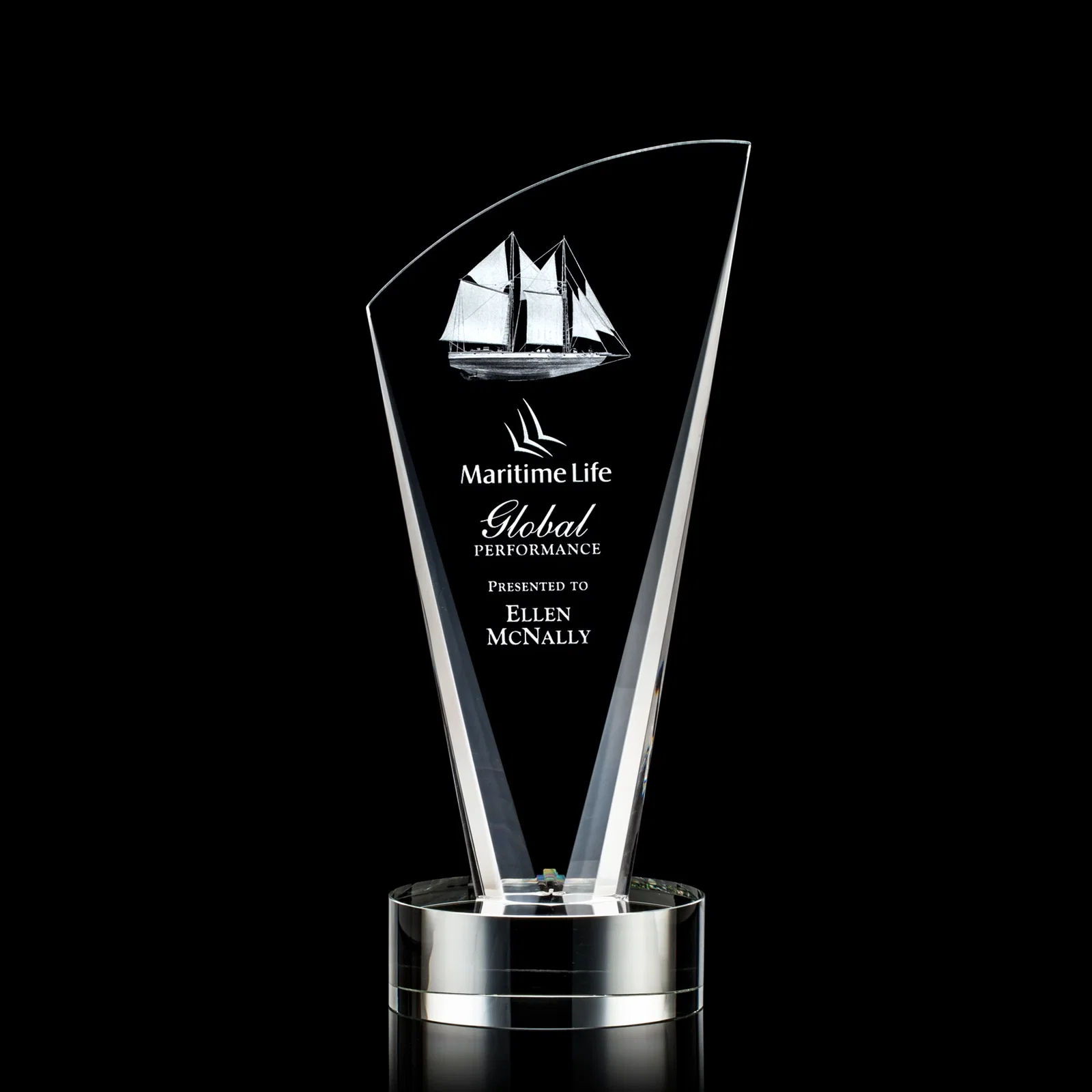 Custom Optical Crystal Arch Award With Multi-Beveled Sides, awards for volunteer appreciation