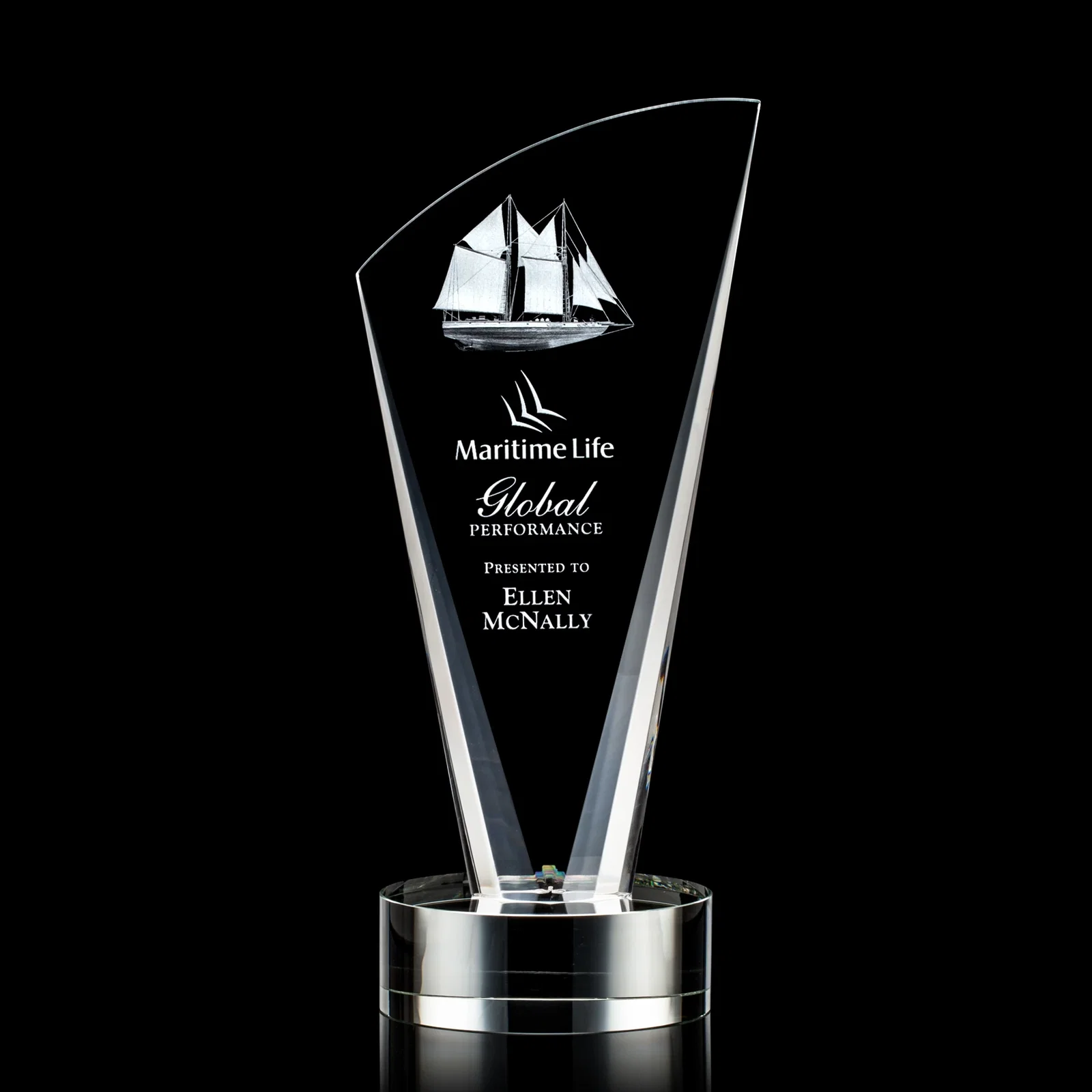 Custom Optical Crystal Arch Award With Multi-Beveled Sides, awards for dealer and partner awards