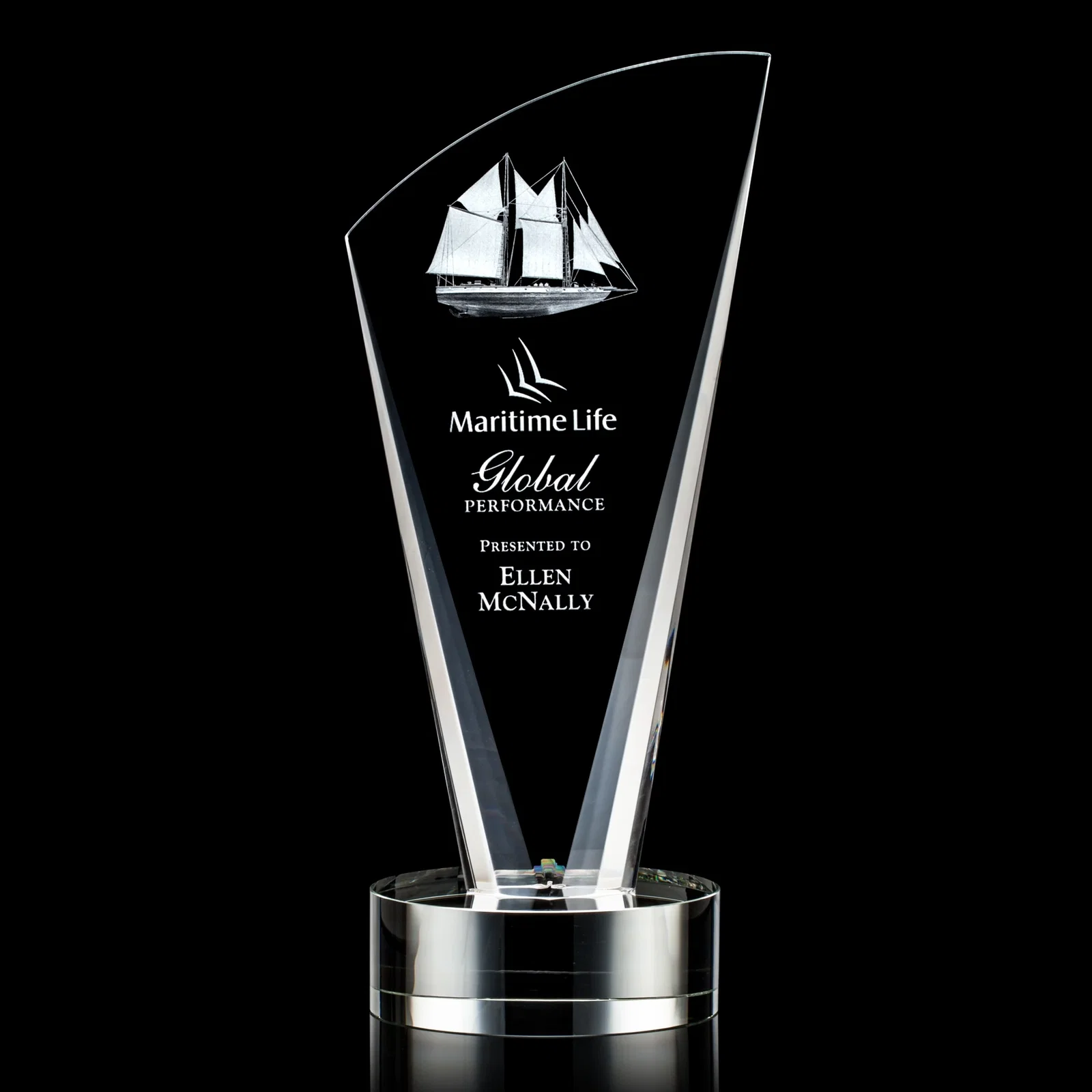 Custom Optical Crystal Arch Award With Multi-Beveled Sides, awards for company anniversary events