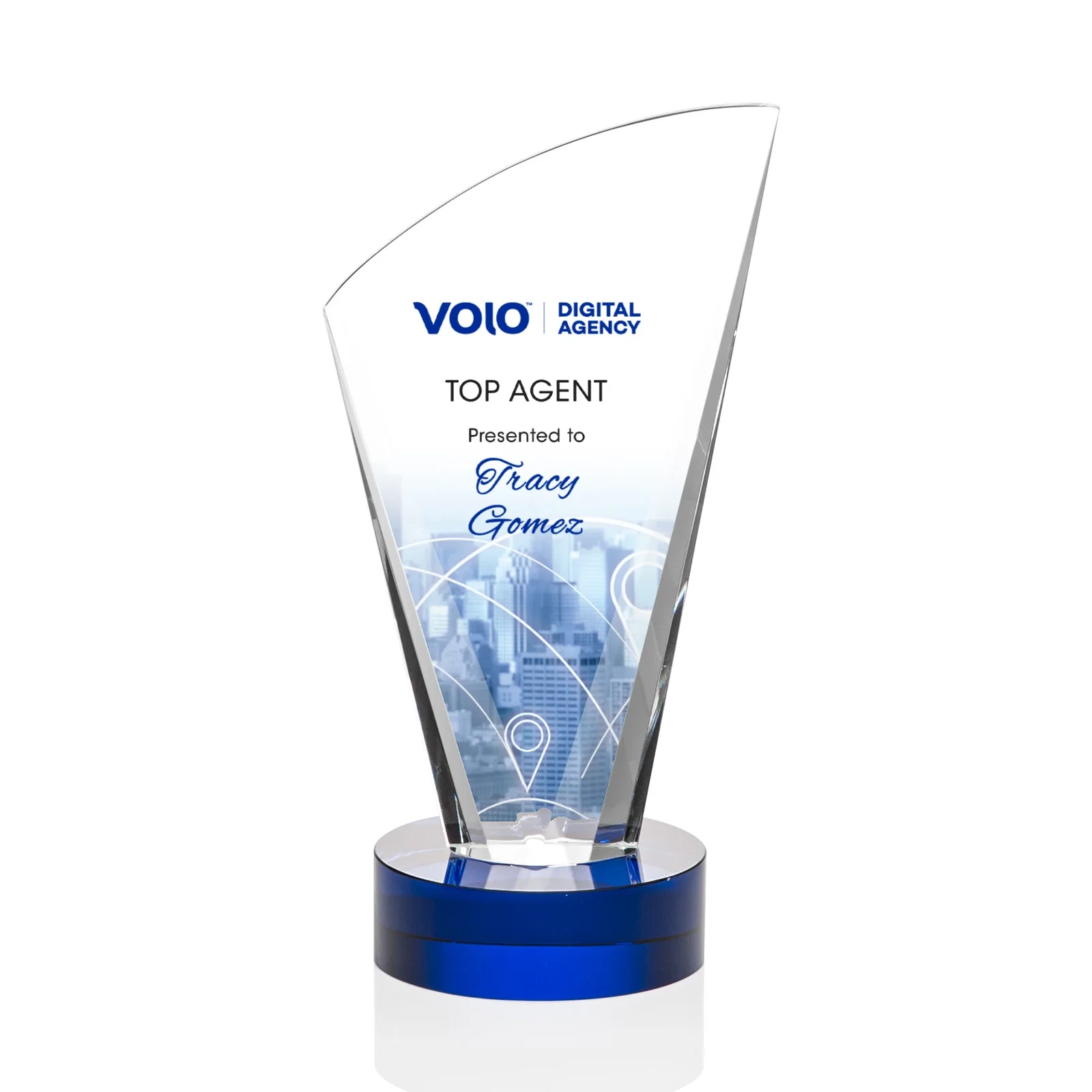 Personalized Optical Crystal Arch Award With Multi-Beveled Sides, awards for team milestone celebrations