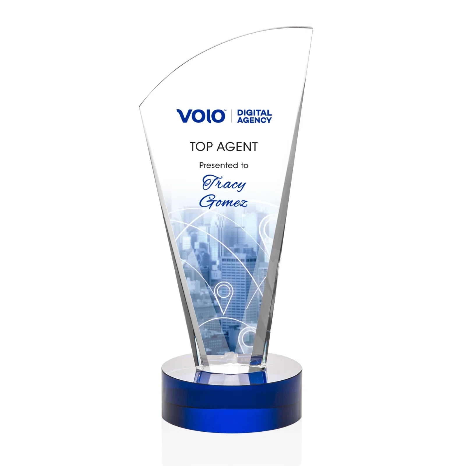 Personalized Optical Crystal Arch Award With Multi-Beveled Sides, awards for donor appreciation