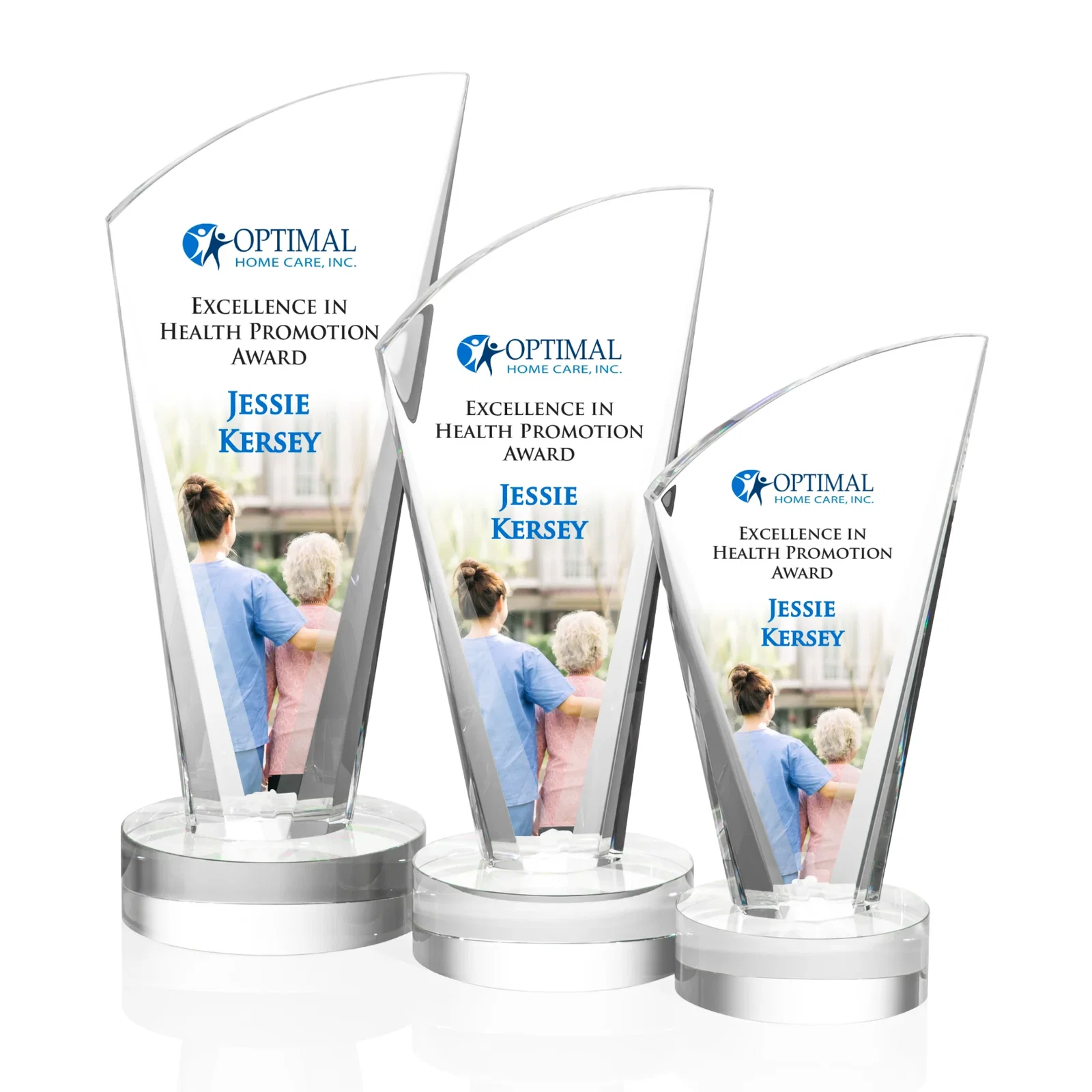 Promotional Optical Crystal Arch Award With Multi-Beveled Sides, awards for employee recognition