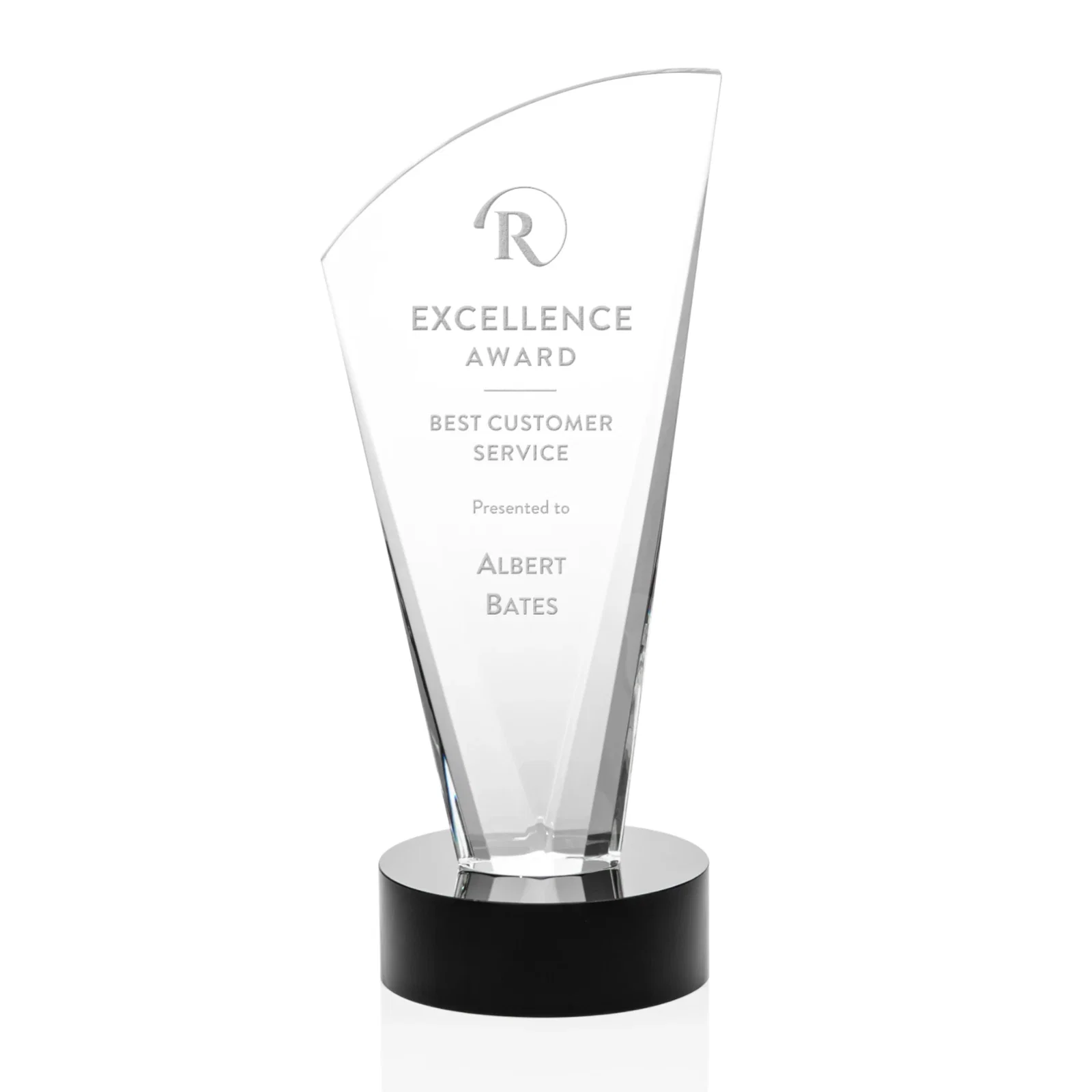 Custom Optical Crystal Arch Award With Multi-Beveled Sides, awards for service anniversary gifts