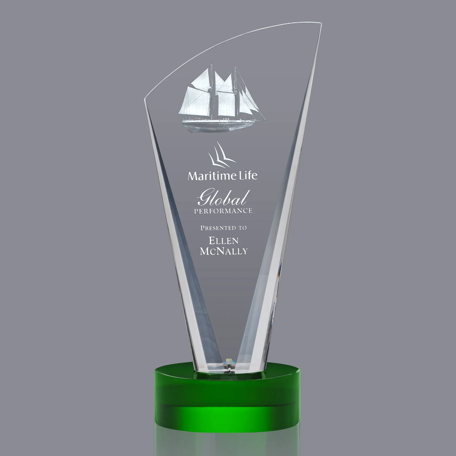 Branded Optical Crystal Arch Award With Multi-Beveled Sides, awards for service anniversary gifts