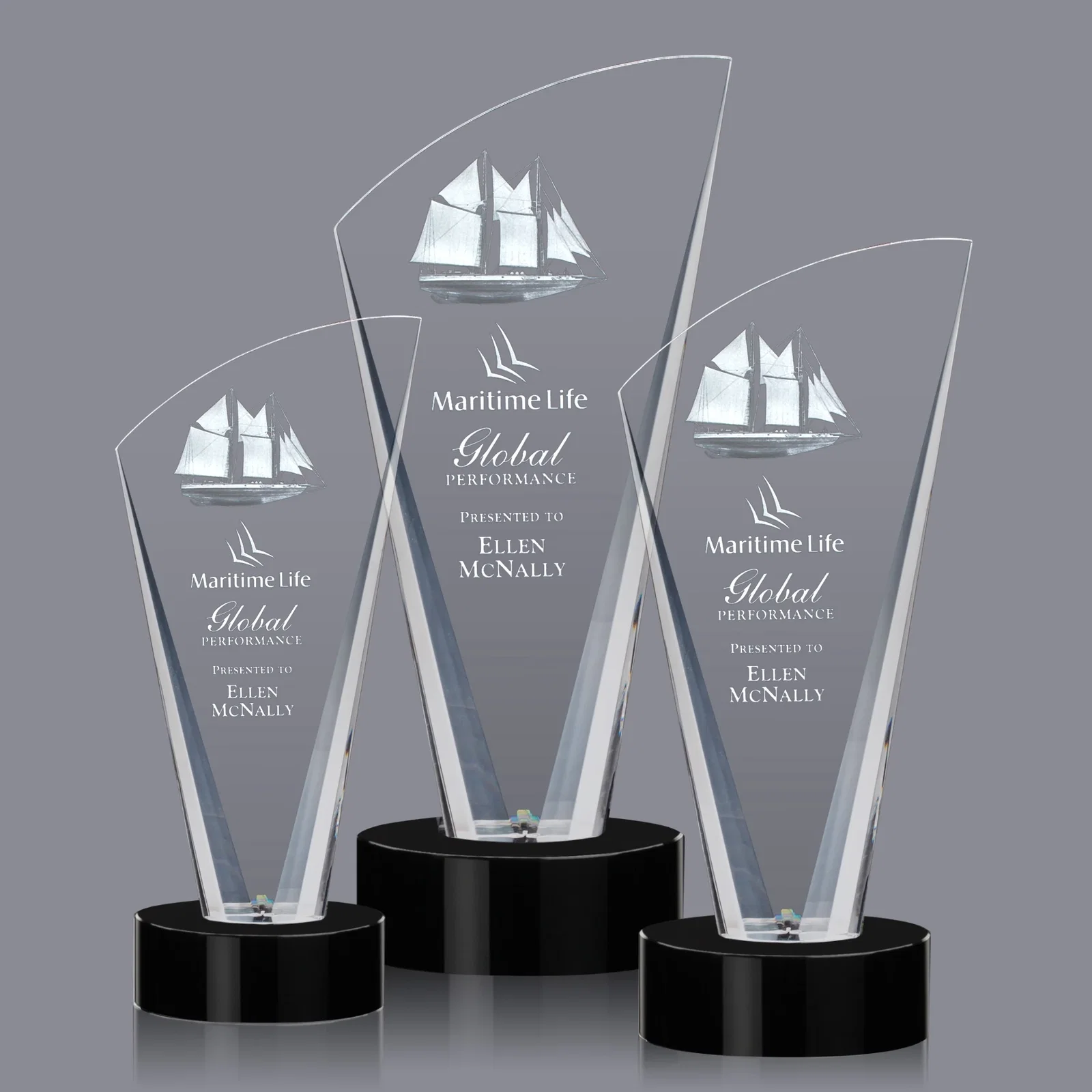 Branded Optical Crystal Arch Award With Multi-Beveled Sides, awards for retirement presentations