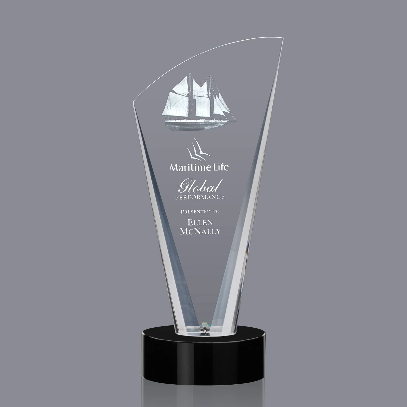 Branded Optical Crystal Arch Award With Multi-Beveled Sides, awards for donor appreciation