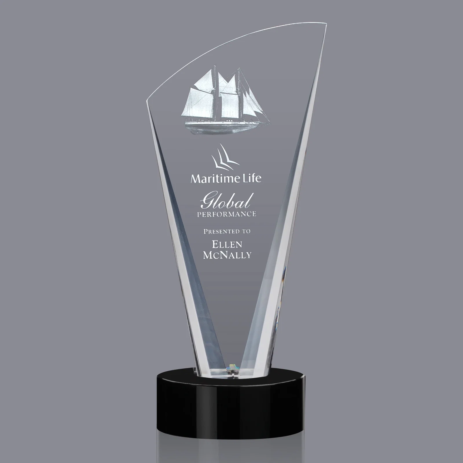 Branded Optical Crystal Arch Award With Multi-Beveled Sides, awards for graduation ceremonies