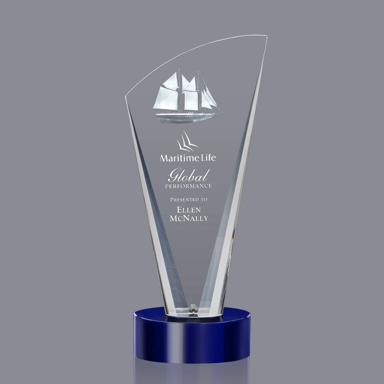 Branded Optical Crystal Arch Award With Multi-Beveled Sides, awards for dealer and partner awards
