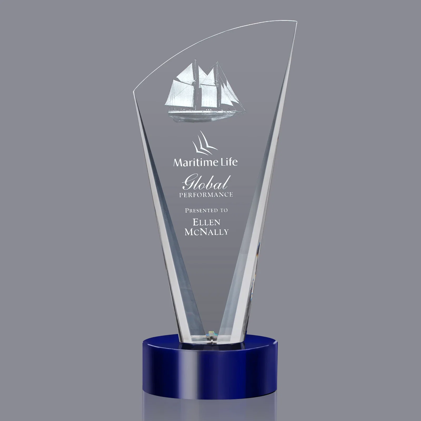 Branded Optical Crystal Arch Award With Multi-Beveled Sides, awards for company anniversary events