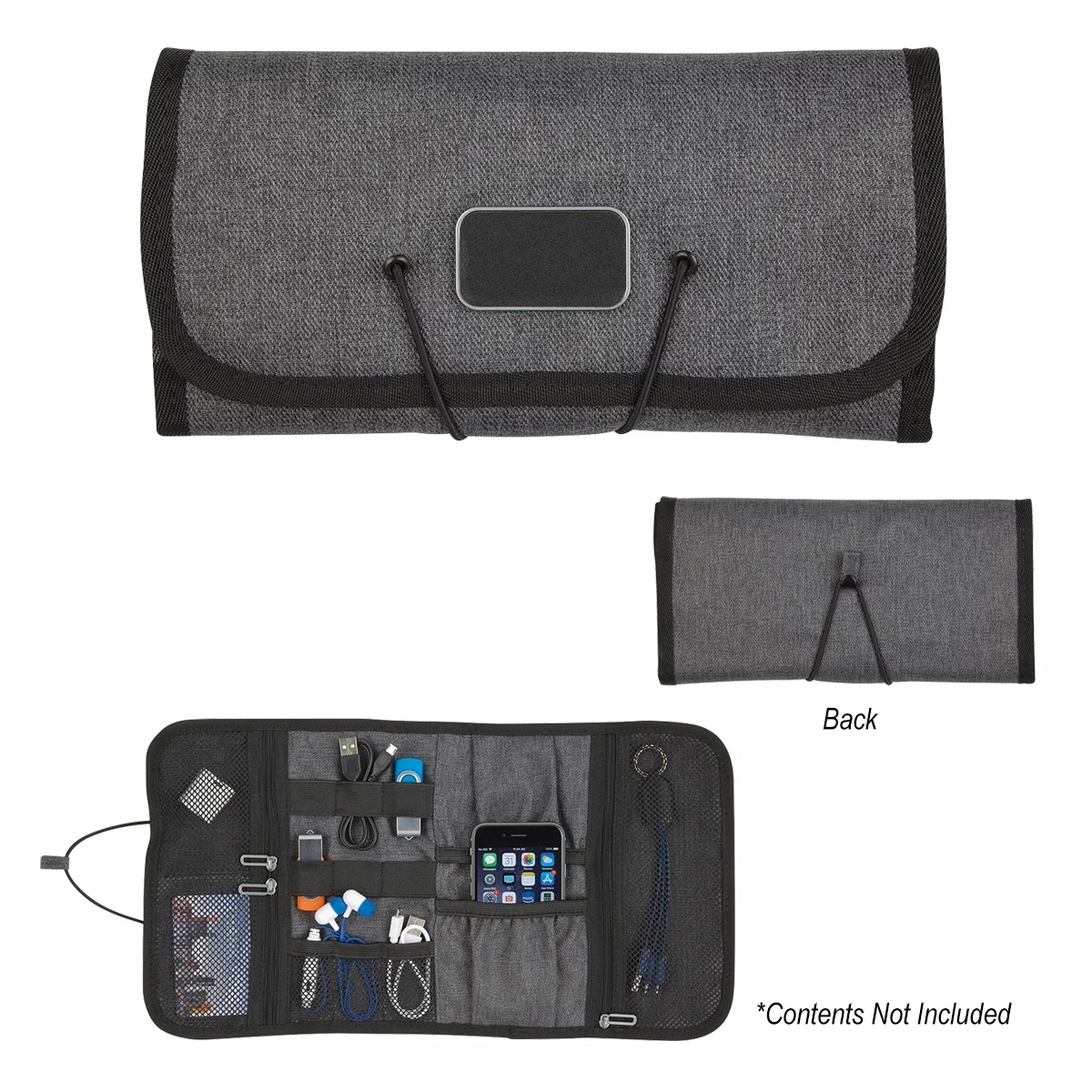 Open interior of the case showing compartments for small electronics